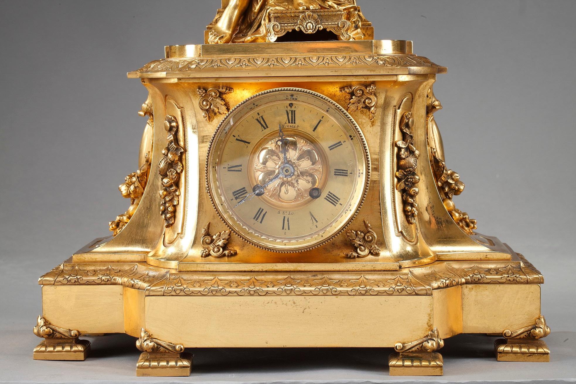 Gilt 19th Century Figural Mantel Clock by Pierre Le Masson, Paris