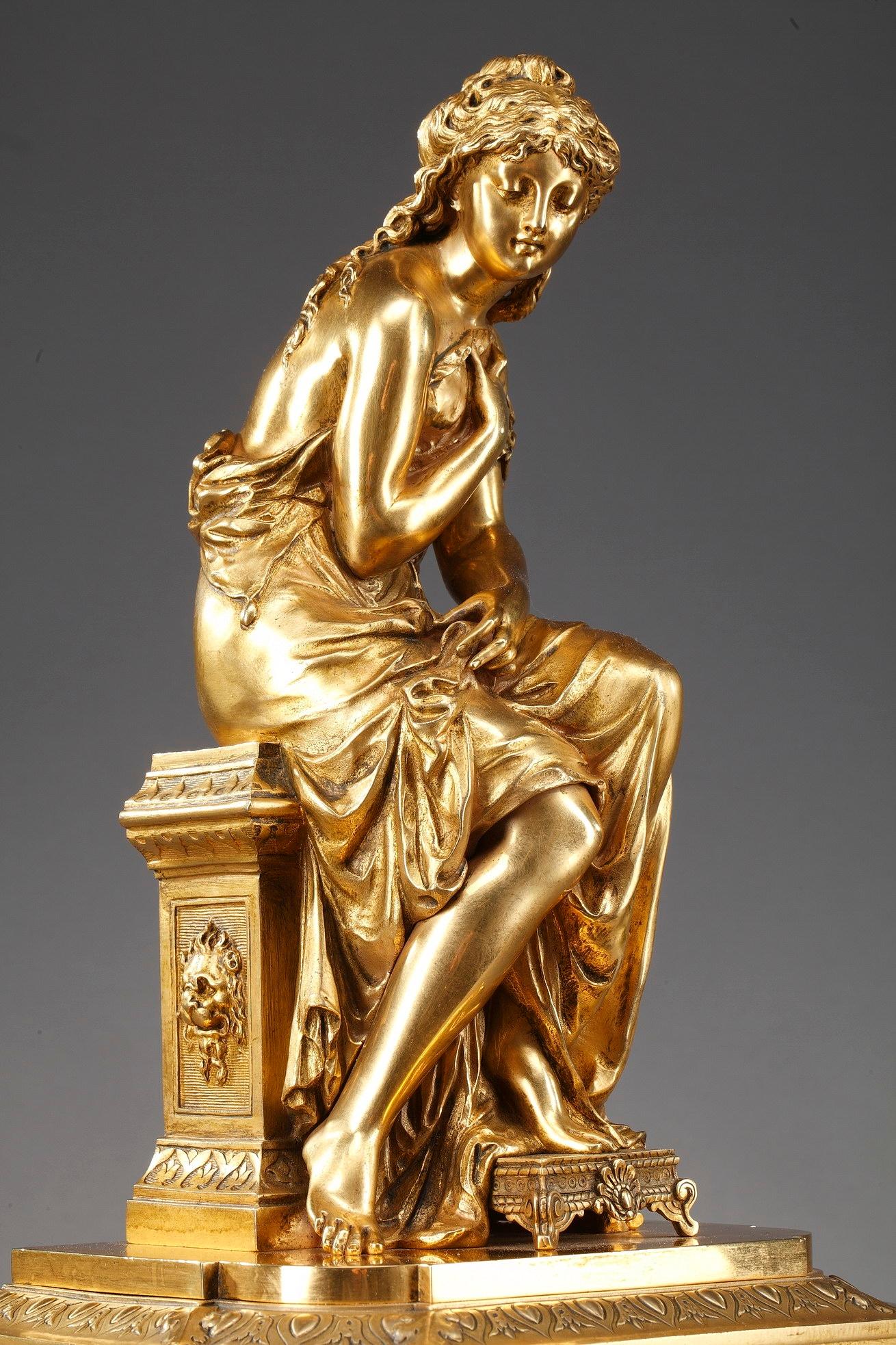 Bronze 19th Century Figural Mantel Clock by Pierre Le Masson, Paris