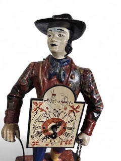 Figurale Kaminsimsuhr des 19. Jahrhunderts, die einen Clock Seller darstellt