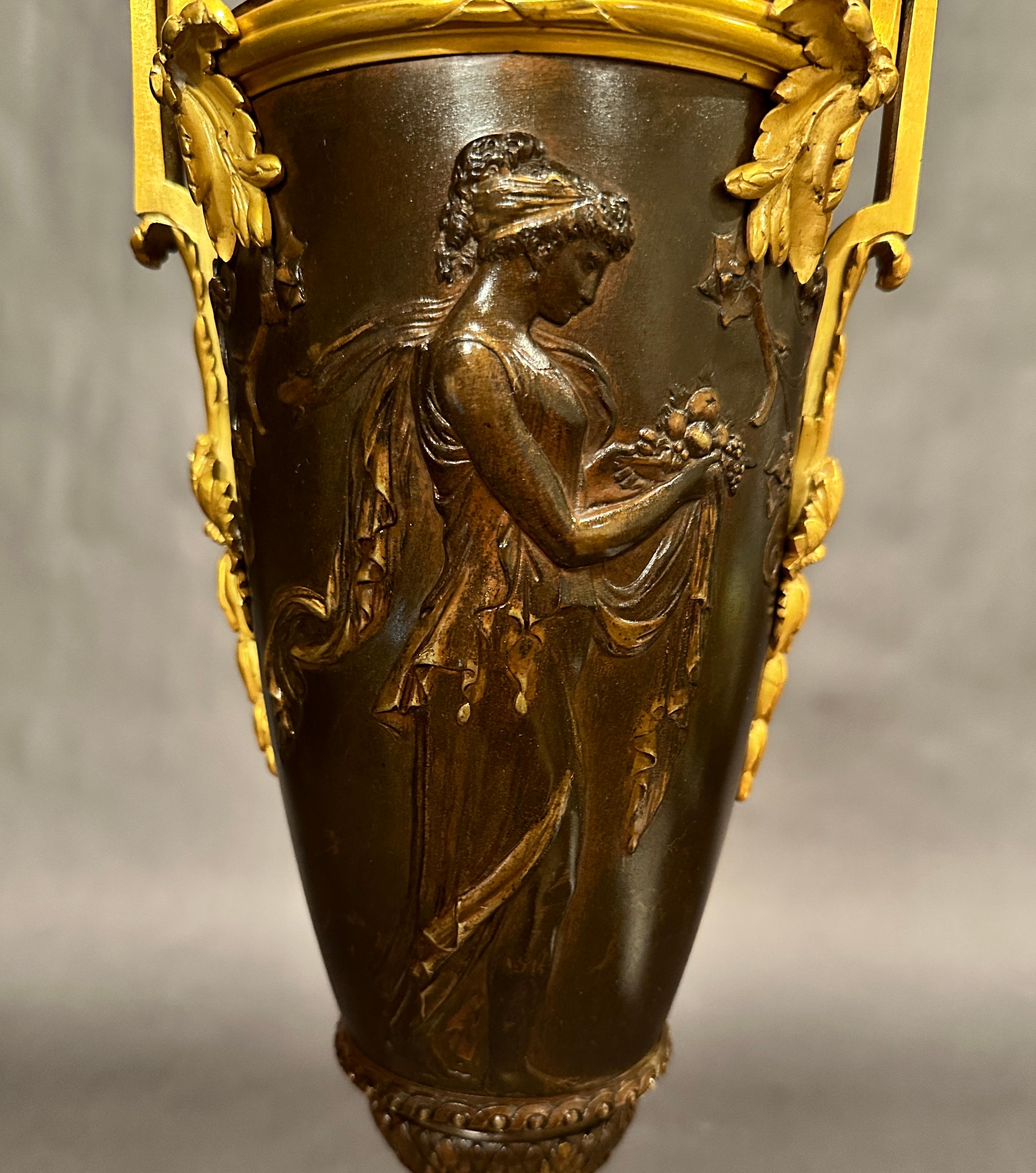 Louis XVI Classical 19th Century Figural Urn As Lamp