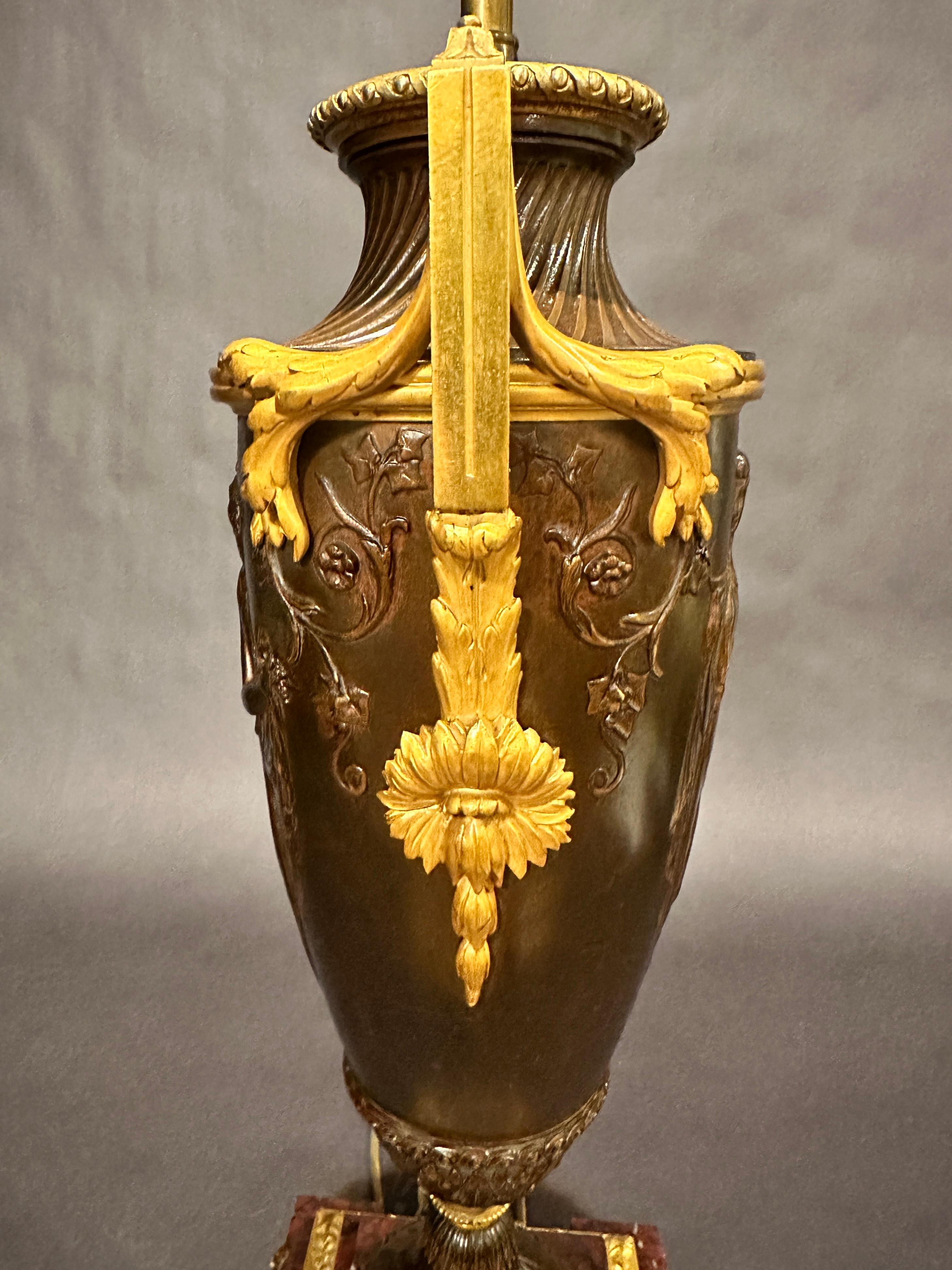 Classical 19th Century Figural Urn As Lamp In Good Condition In Norwood, NJ
