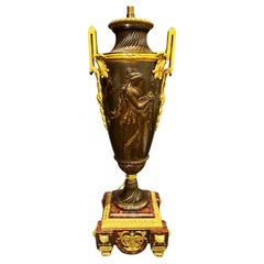 Antique Classical 19th Century Figural Urn As Lamp