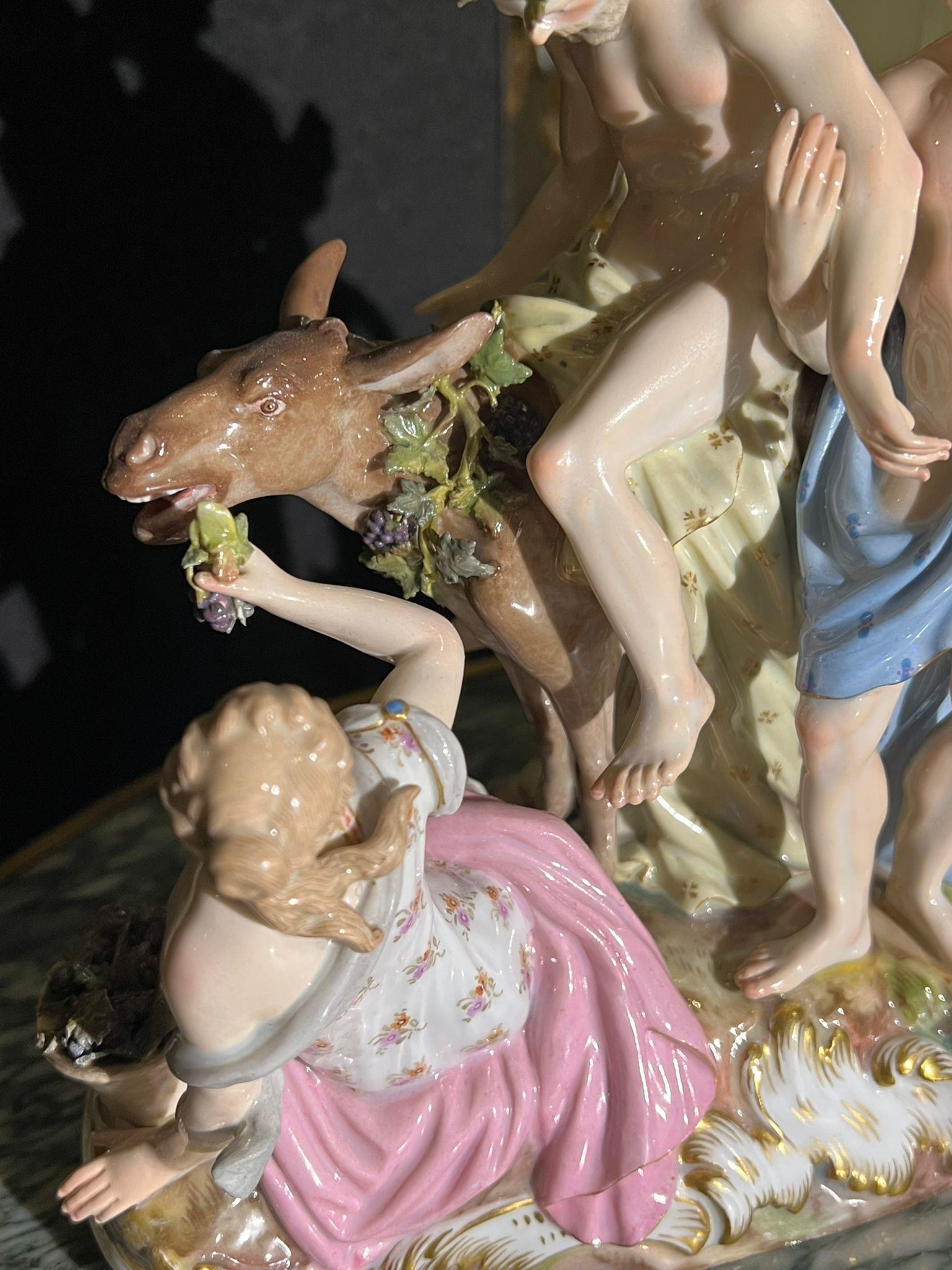 19th Century Figure Group of ''Drunken Silenus'', Meissen Porcelain In Good Condition In Firenze, IT