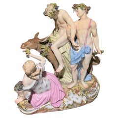 Antique 19th Century Figure Group of ''Drunken Silenus'', Meissen Porcelain