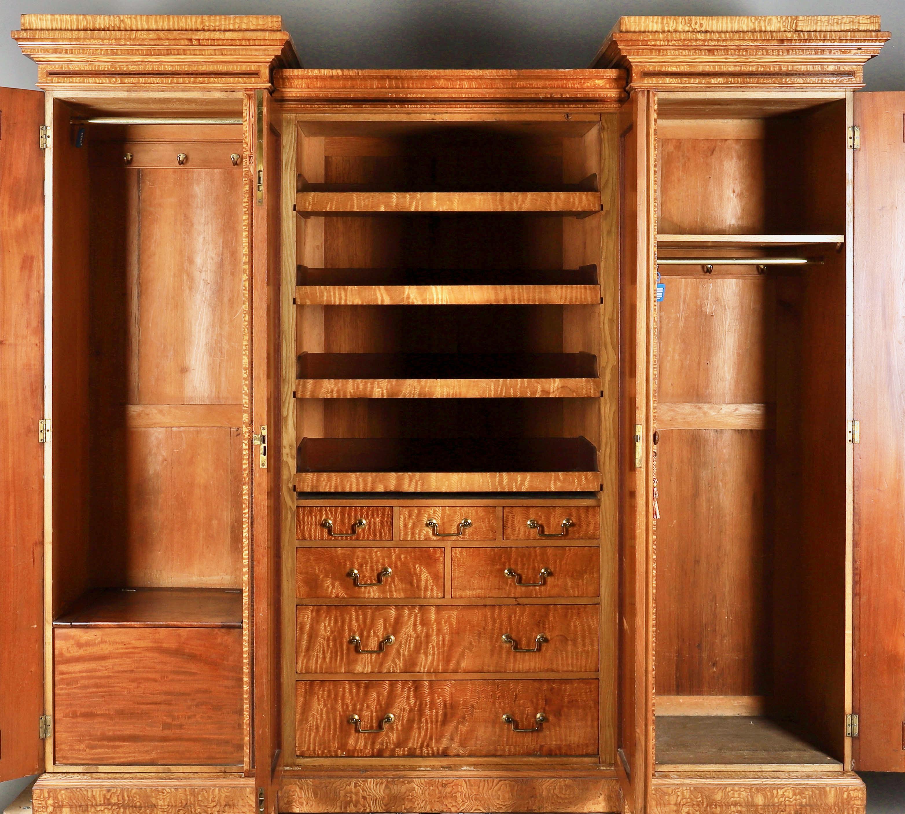 19th Century Figured Ash Wardrobe by Lamb of Manchester For Sale at