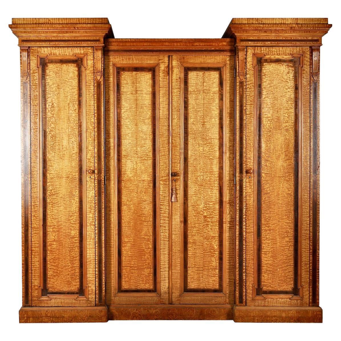 19th Century Figured Ash Wardrobe by Lamb of Manchester For Sale at