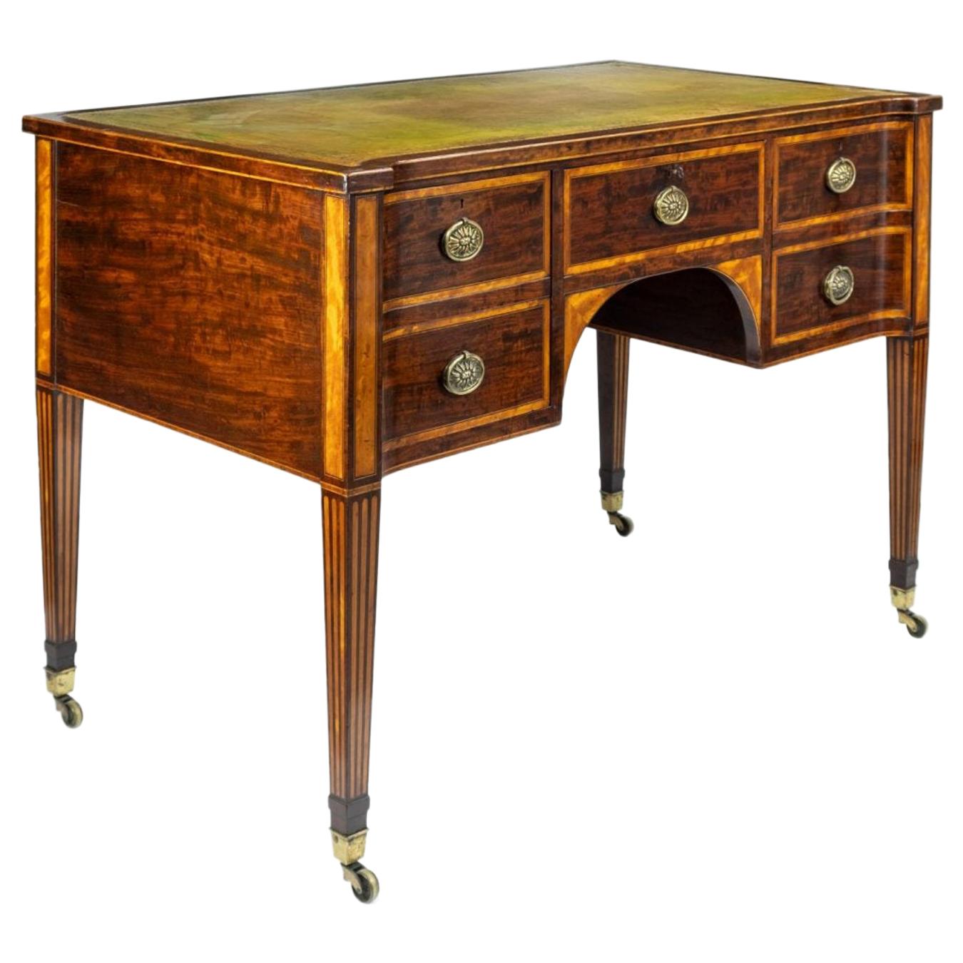 19th Century Figured Mahogany Writing Desk by Wright and Mansfield