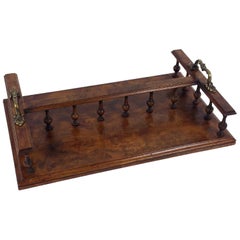 Antique 19th Century Figured Walnut Book Stand with Twin Brass Handles