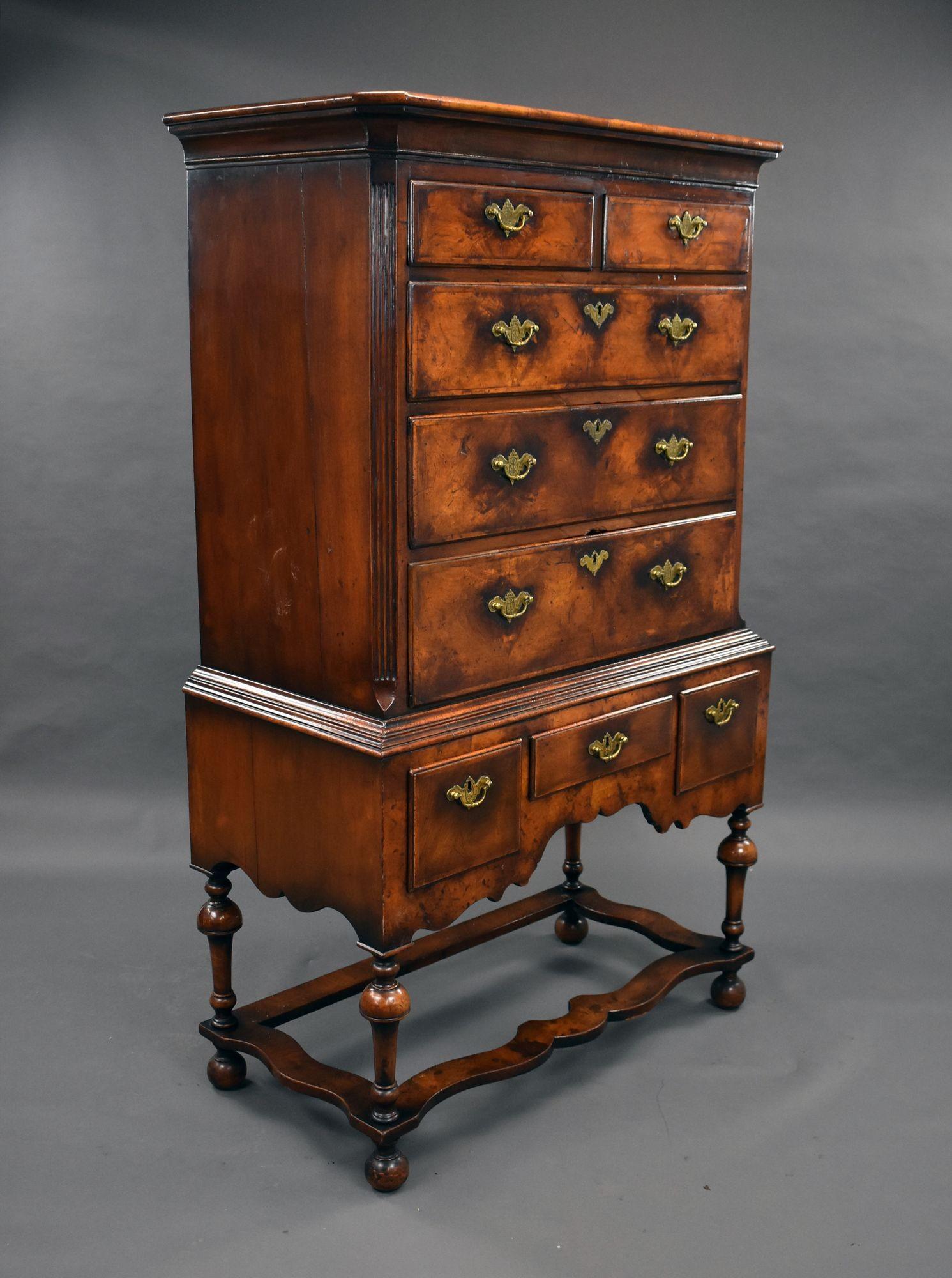19th Century Figured Walnut Chest on Stand For Sale 9