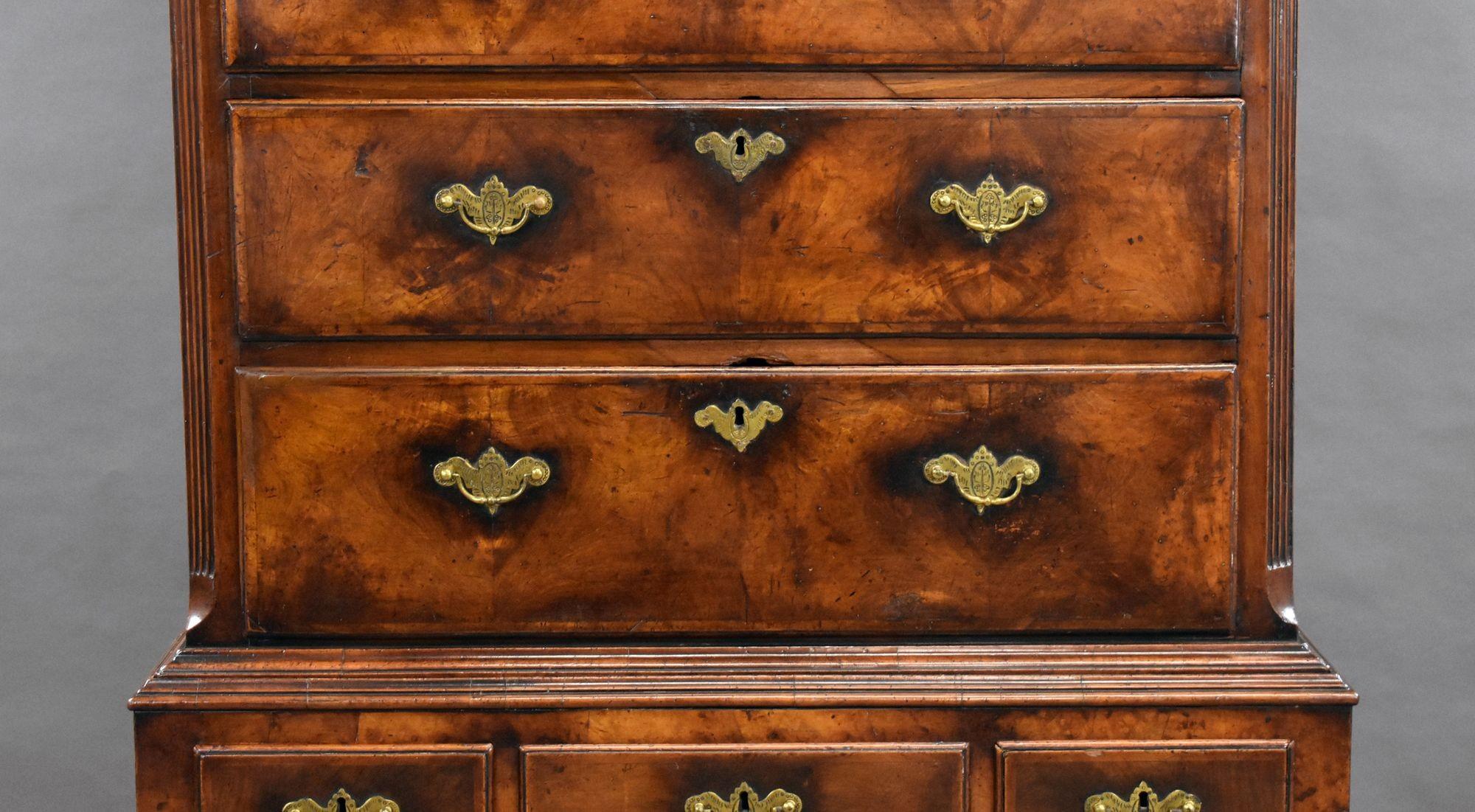 19th Century Figured Walnut Chest on Stand For Sale 5