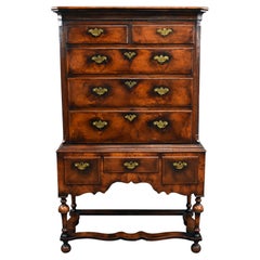 19th Century Figured Walnut Chest on Stand