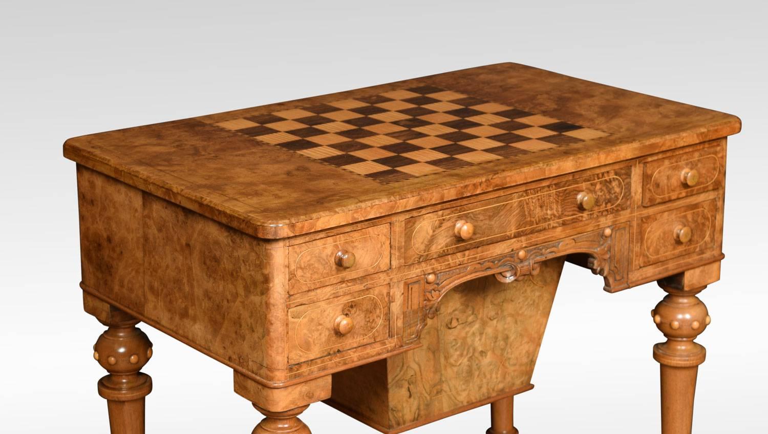 British 19th Century Figured Walnut Games Table
