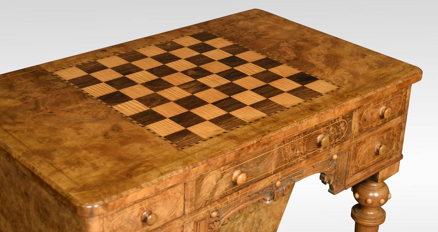 19th Century Figured Walnut Games Table In Excellent Condition In Cheshire, GB