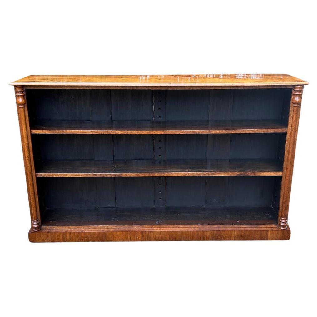 19th Century Figured Walnut Open Bookcase