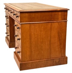 19th Century Figured Walnut Pedestal Desk