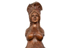 19th Century Carved Ship Figurehead Oak Wood Female Figure Antique Maritime