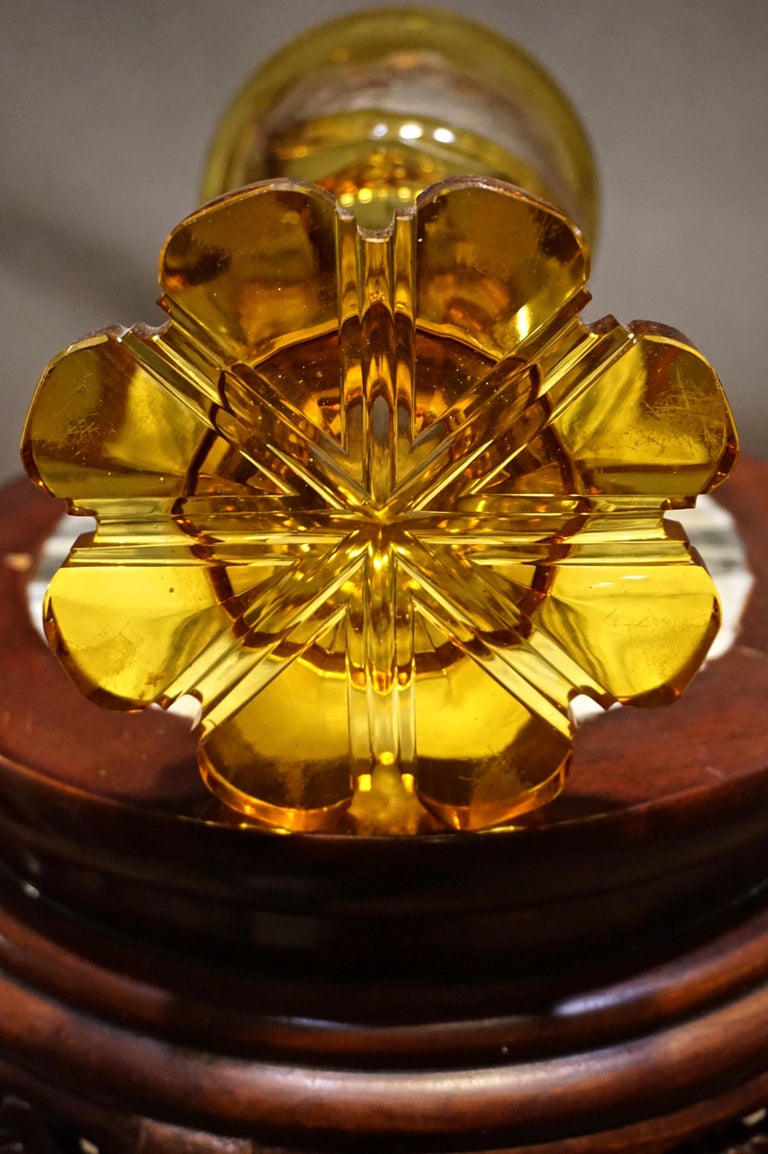 19th Century Fine Acid Etched Amber Glass Intaglio Vase with Lid at 1stDibs