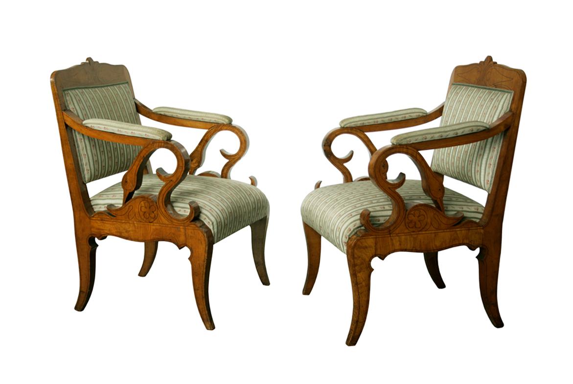Incrusté Fauteuils Biedermeier du XIXe siècle. Vienne, vers 1825. en vente