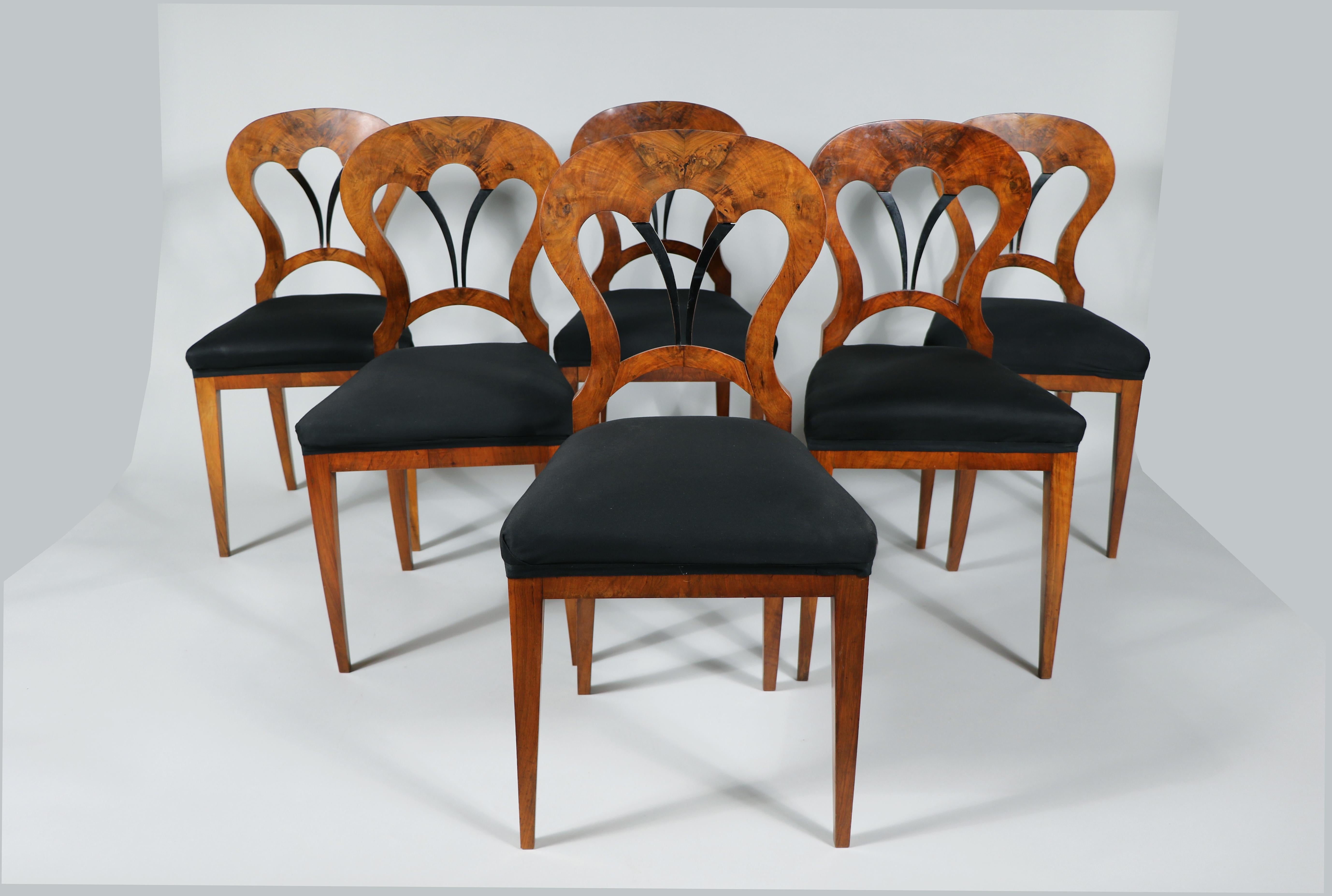 19. Jahrhundert Feines Biedermeier Set aus sechs Stühlen und Tisch. Wiener Stadt, um 1825. im Angebot 3