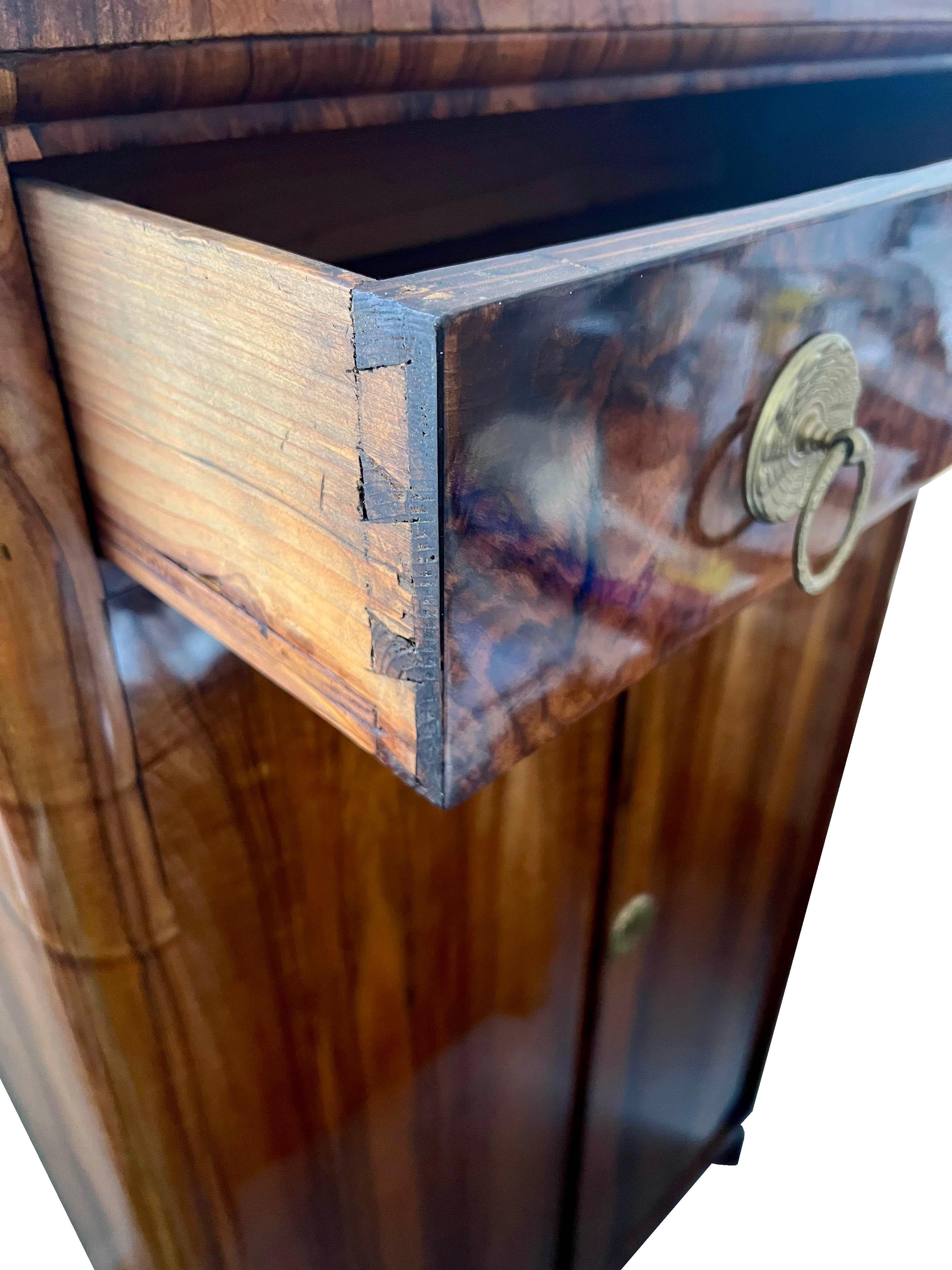 Brass 19th Century Fine Biedermeier Tall Trumeau Chest, c. 1825. For Sale