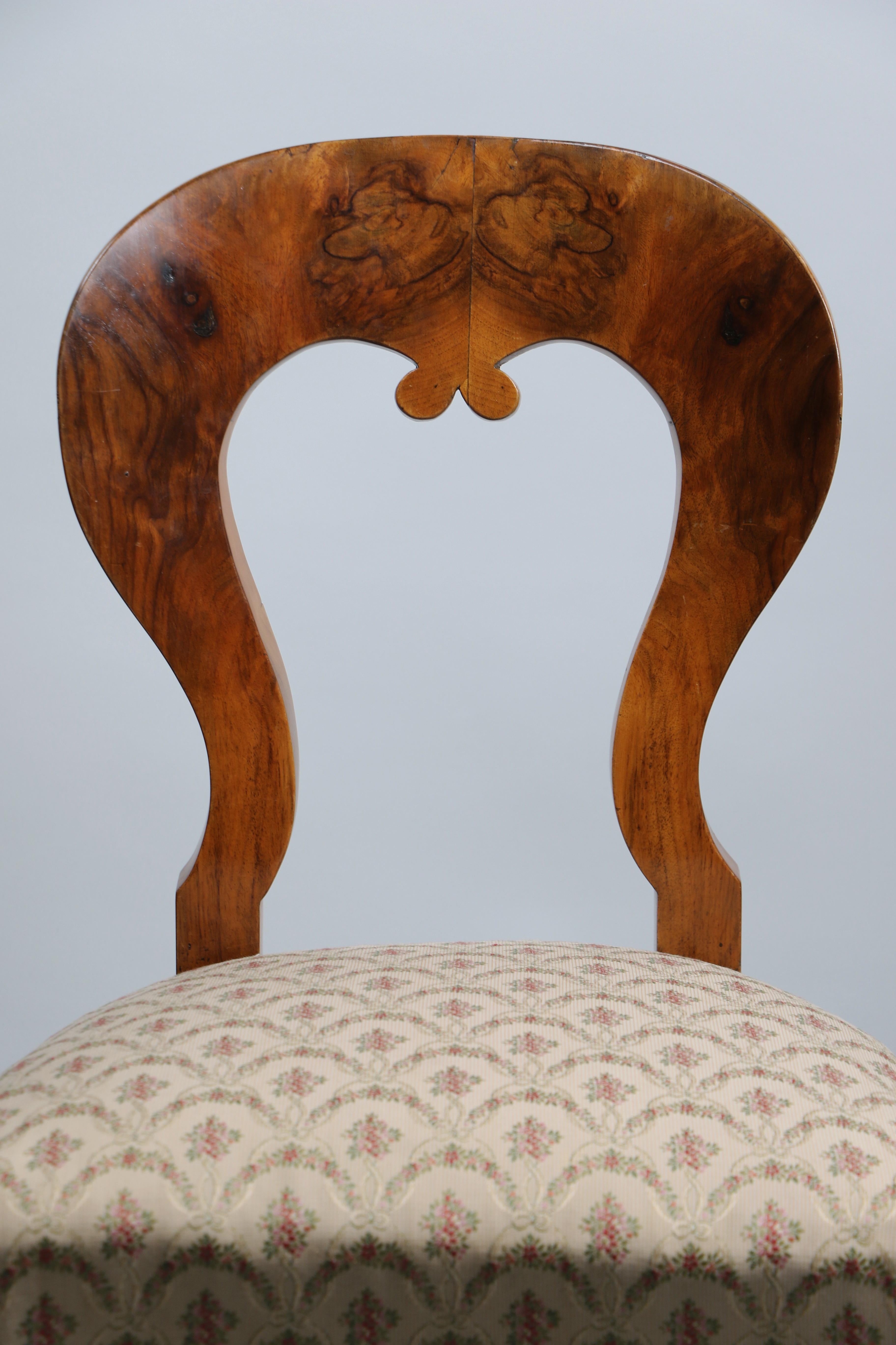 Polished 19th Century Biedermeier Walnut Chair. Vienna, c. 1825 For Sale