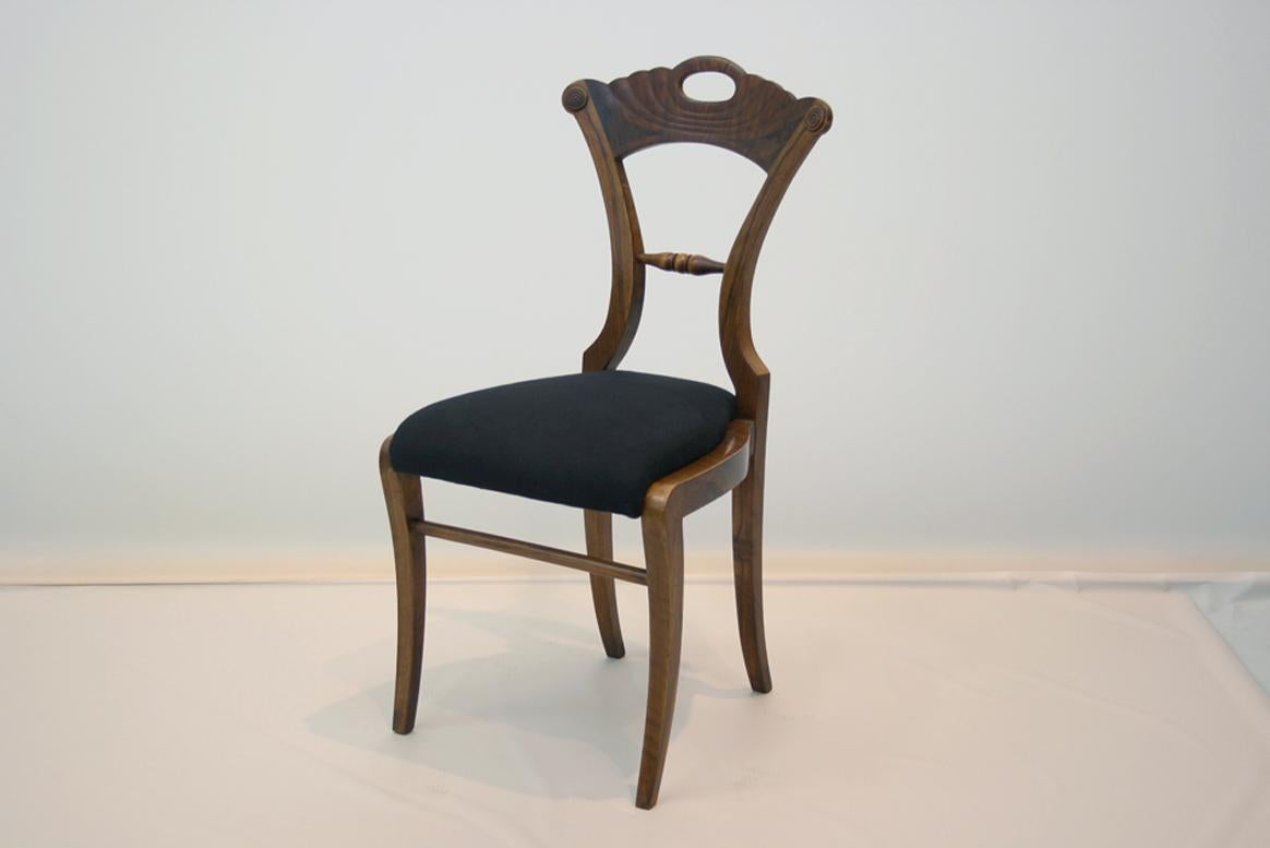 Polished 19th Century, Fine Biedermeier Walnut Chair. Vienna, C. 1825. For Sale