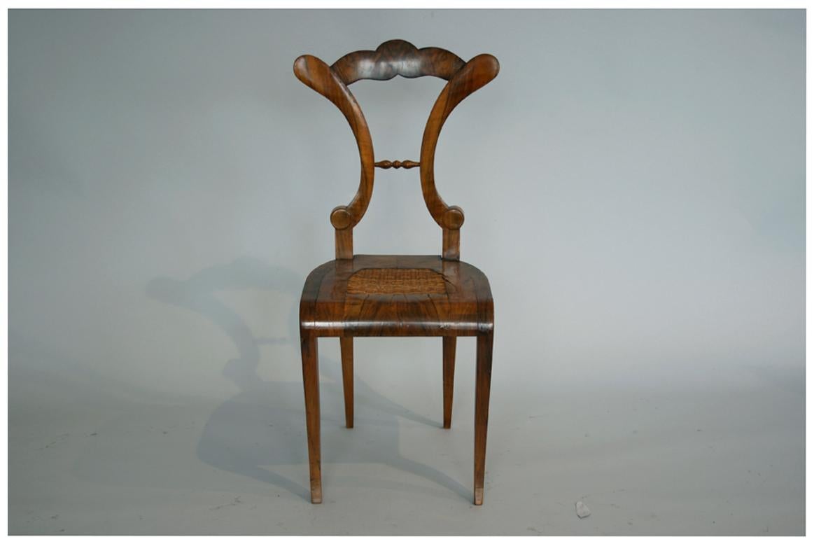 Polished 19th Century Fine Biedermeier Walnut Chair, Vienna, c. 1825. For Sale
