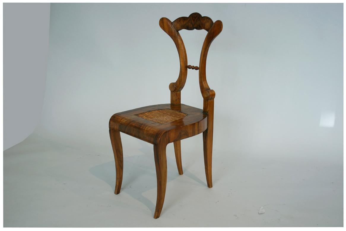 Upholstery 19th Century Fine Biedermeier Walnut Chair, Vienna, c. 1825. For Sale