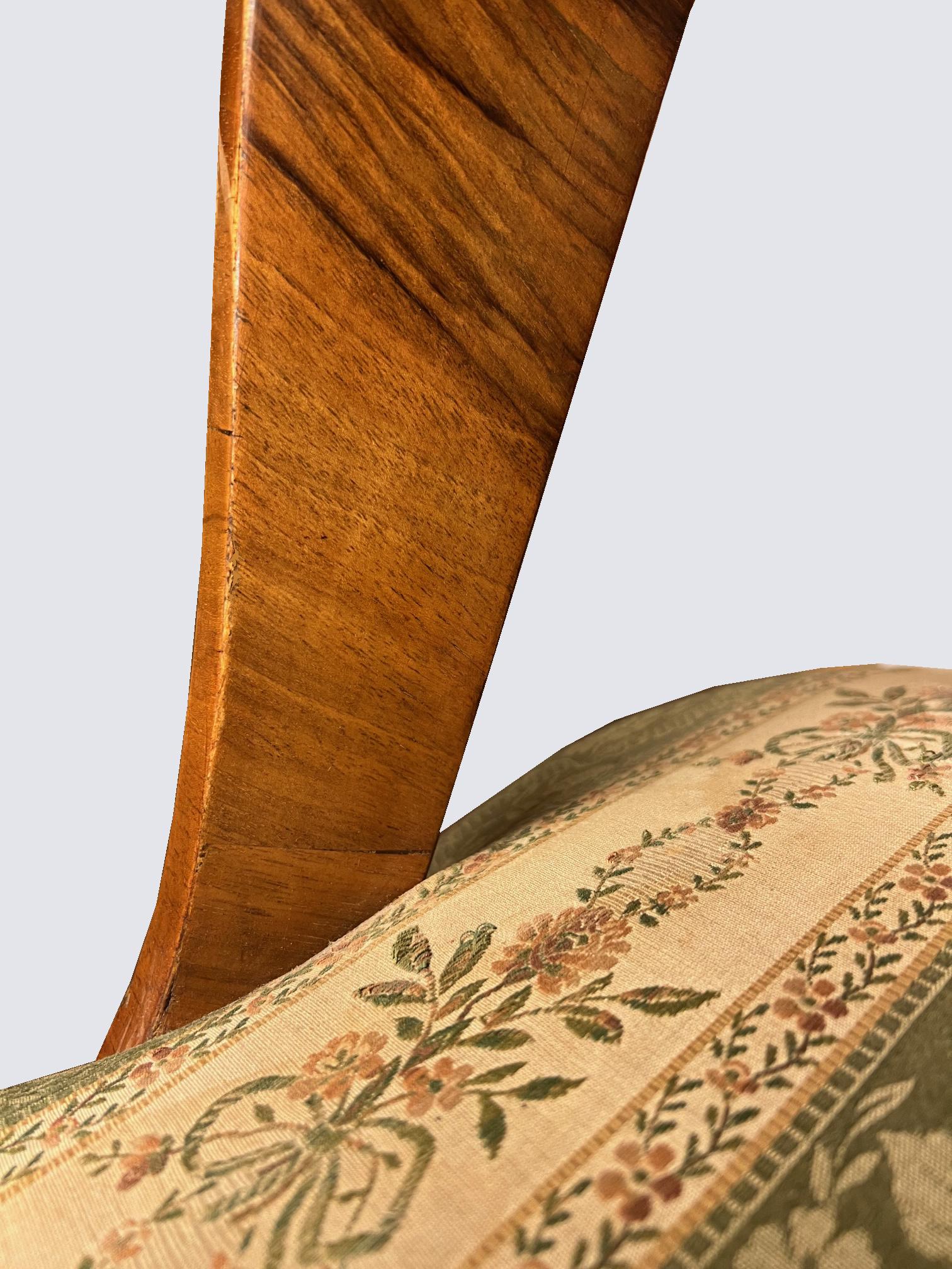 Upholstery 19th Century Fine Biedermeier Walnut Chair. Vienna, c. 1825. For Sale
