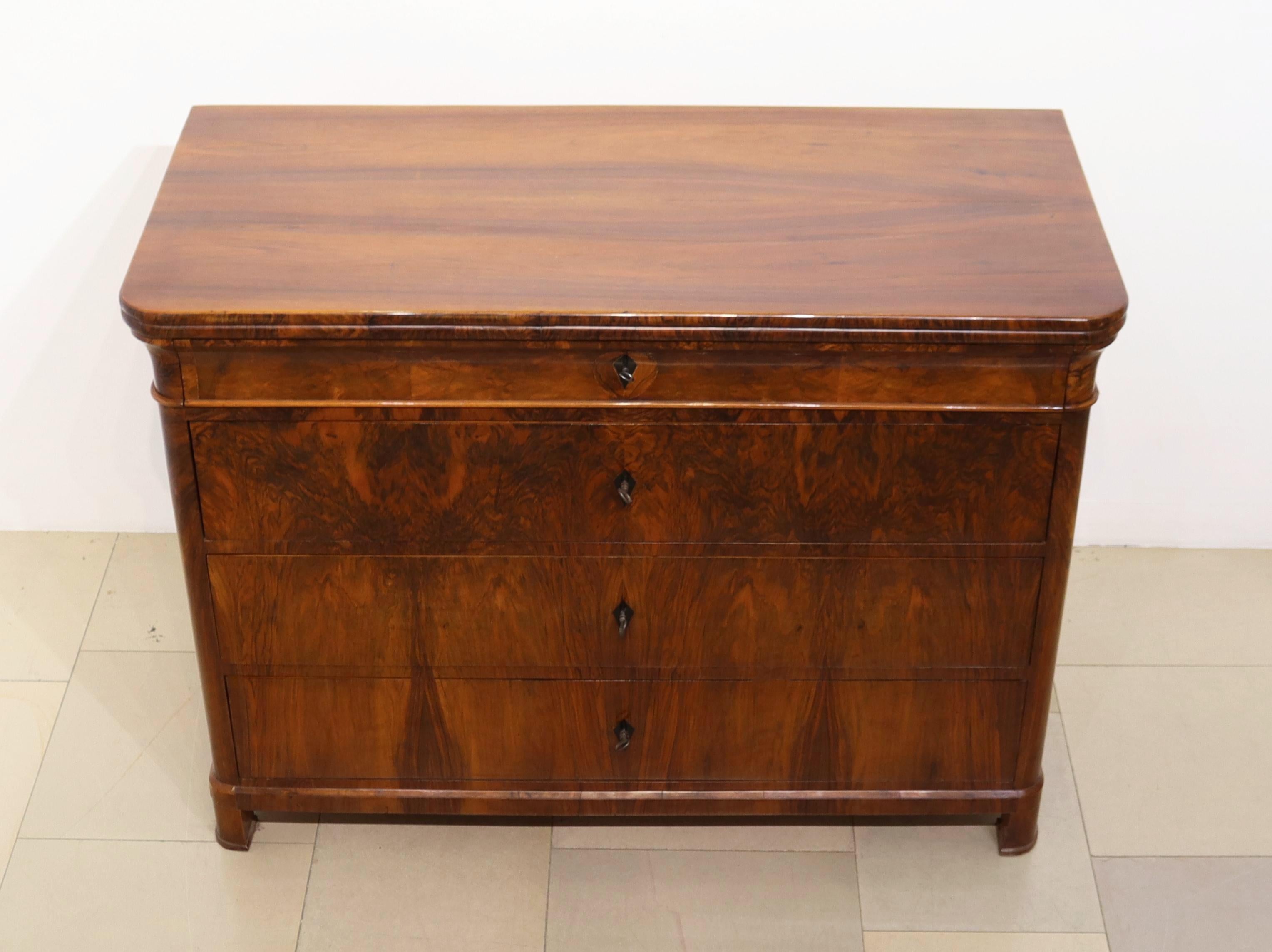 Brass 19th Century Fine Biedermeier Walnut Commode. Vienna, c. 1830. For Sale