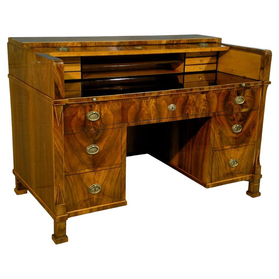 19th Century Fine Biedermeier Walnut Drop Front Desk. Vienna, c. 1825. For Sale