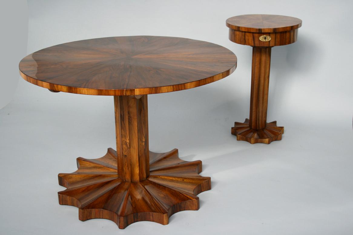 Polished 19th Century Fine Biedermeier Walnut Side Table. Vienna, c. 1825. For Sale