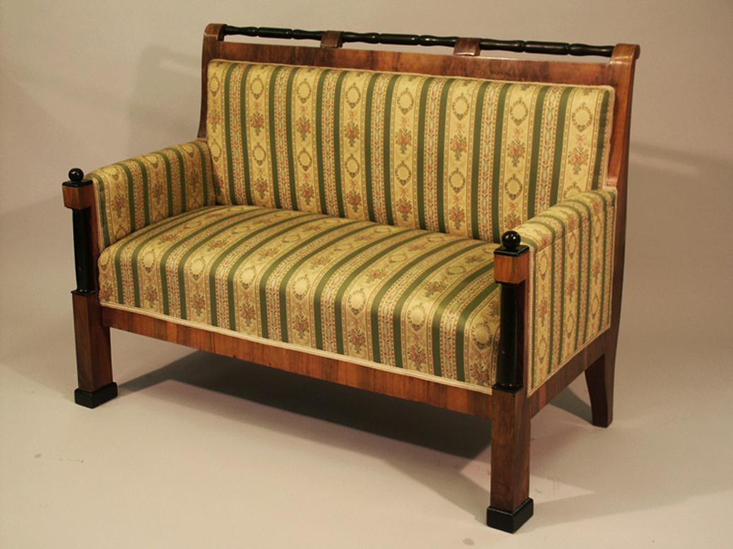 Ebonized 19th Century Fine Biedermeier Walnut Sofa. Austria, c. 1825-30. For Sale