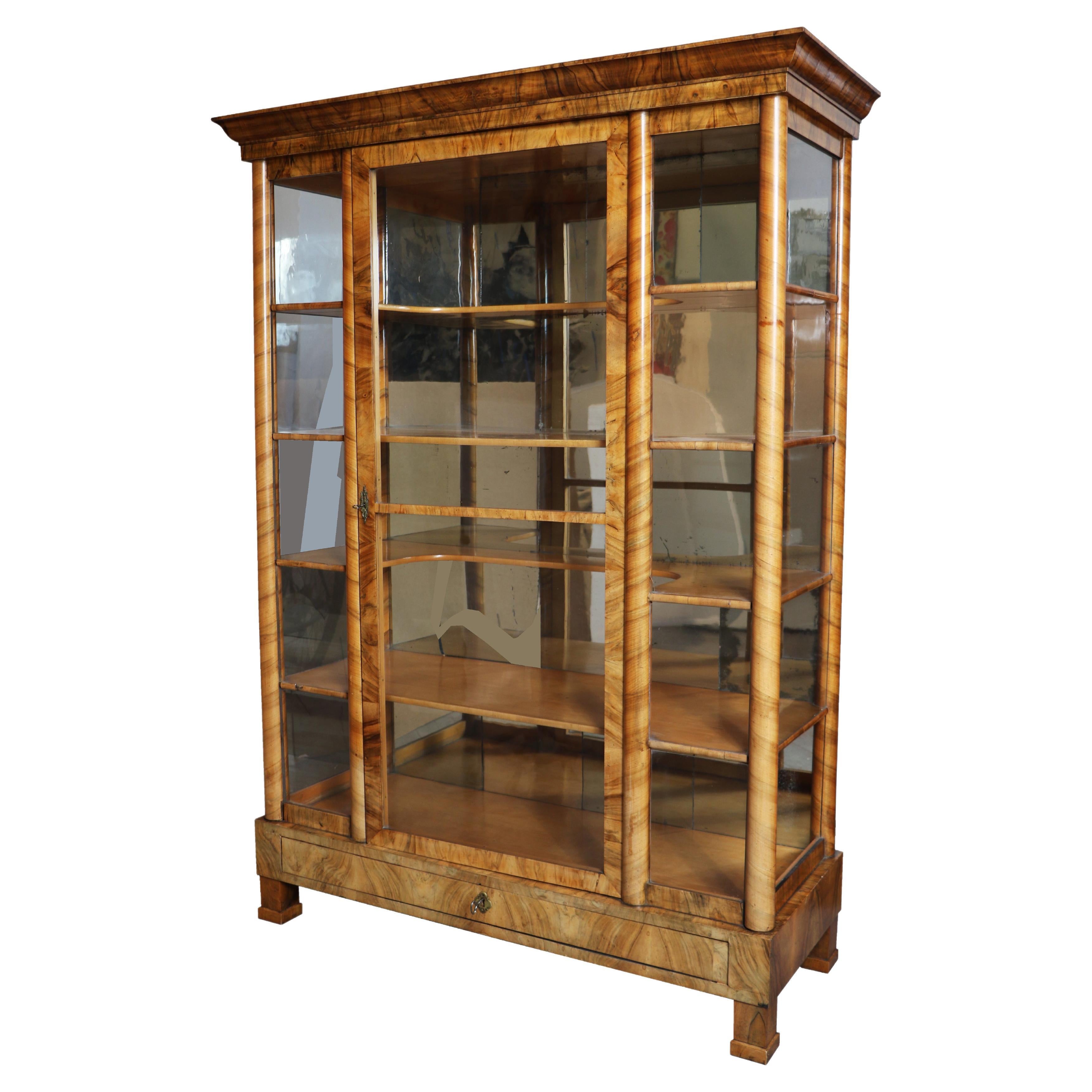 19th Century Biedermeier Walnut Vitrine. Vienna, C. 1820-25. For Sale