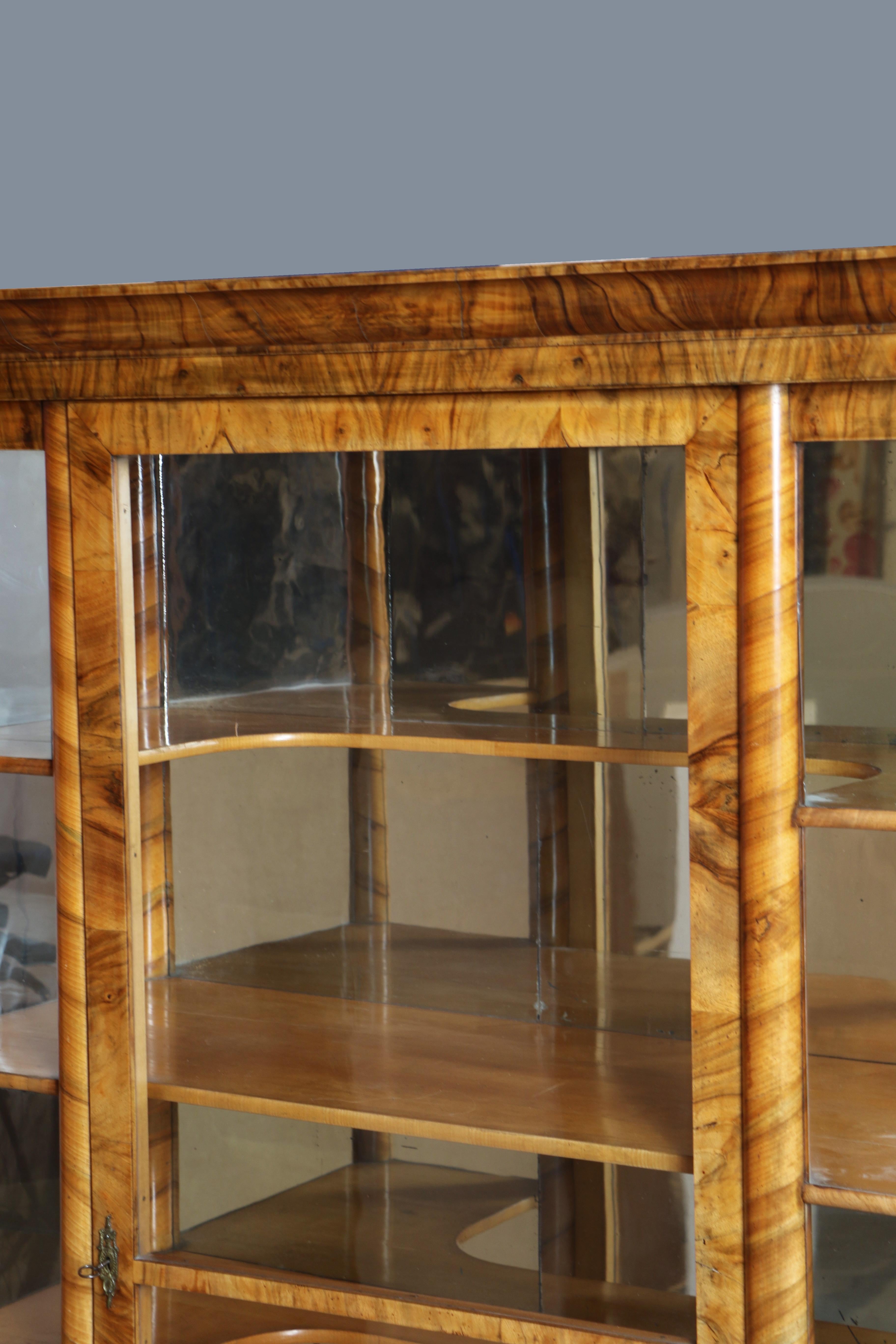 Brass 19th Century Fine Biedermeier Walnut Vitrine. Vienna, c. 1825. For Sale