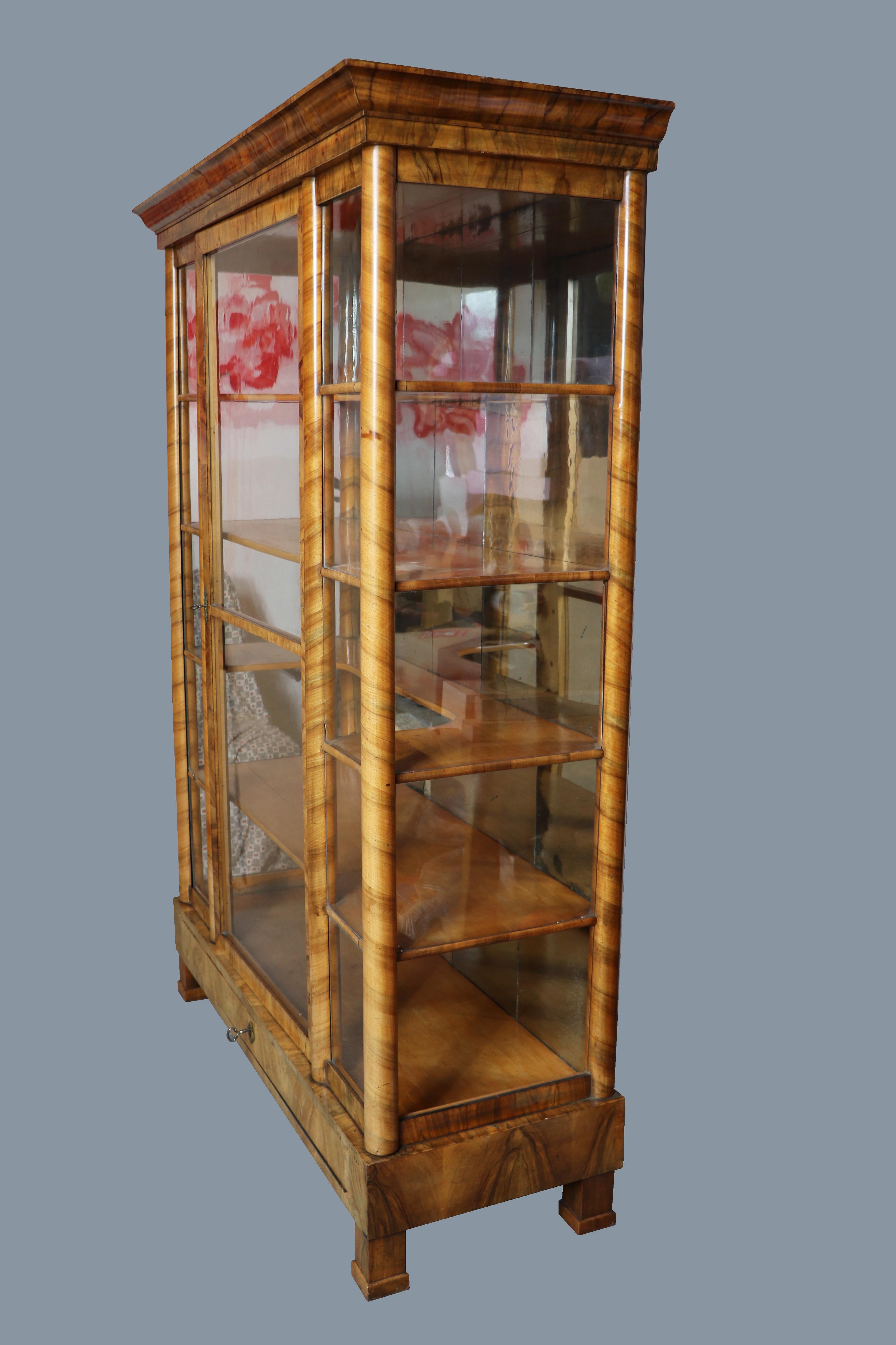 19th Century Fine Biedermeier Walnut Vitrine. Vienna, c. 1825. For Sale 1