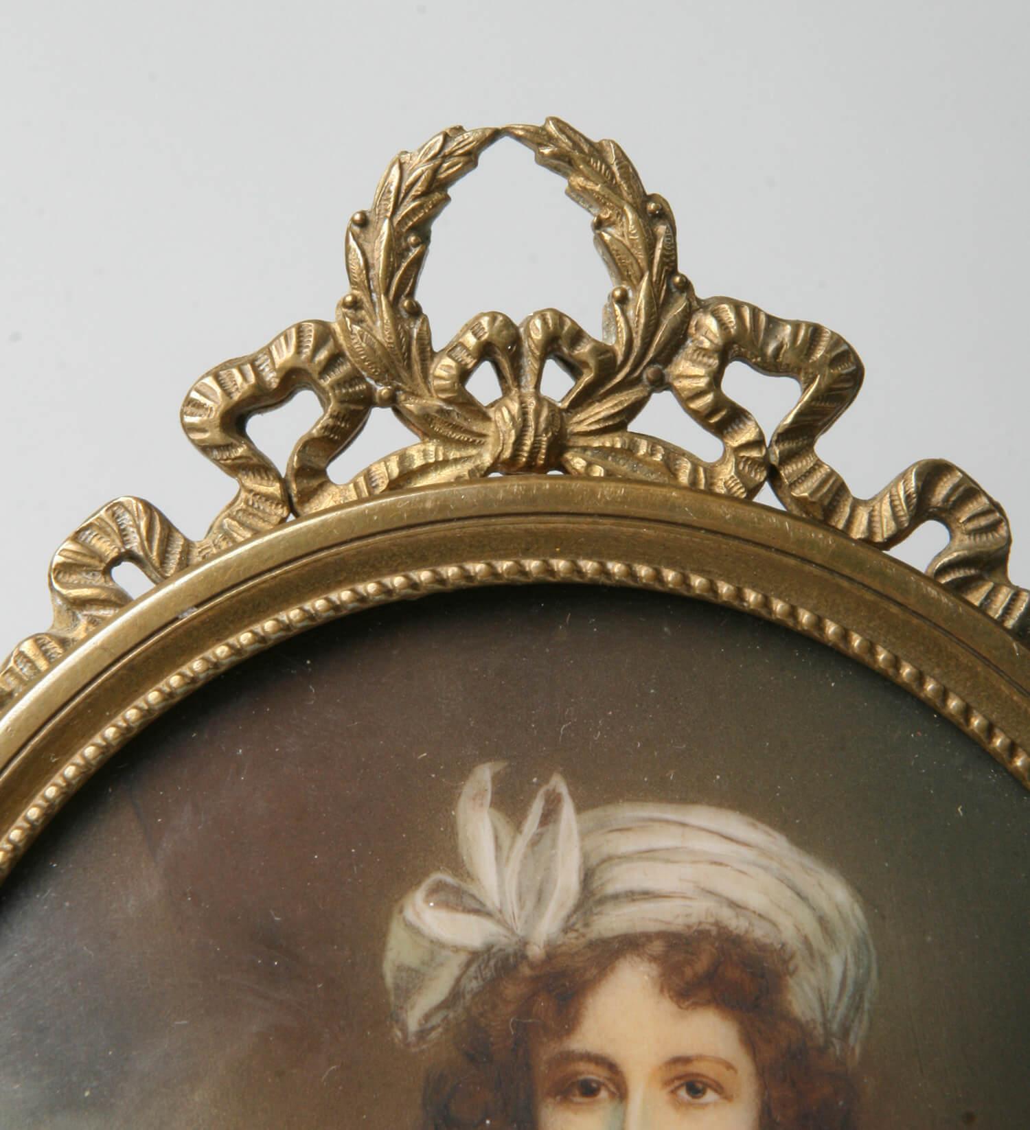 19th Century Fine Bronze Hand Mirror with Miniature Portrait 3