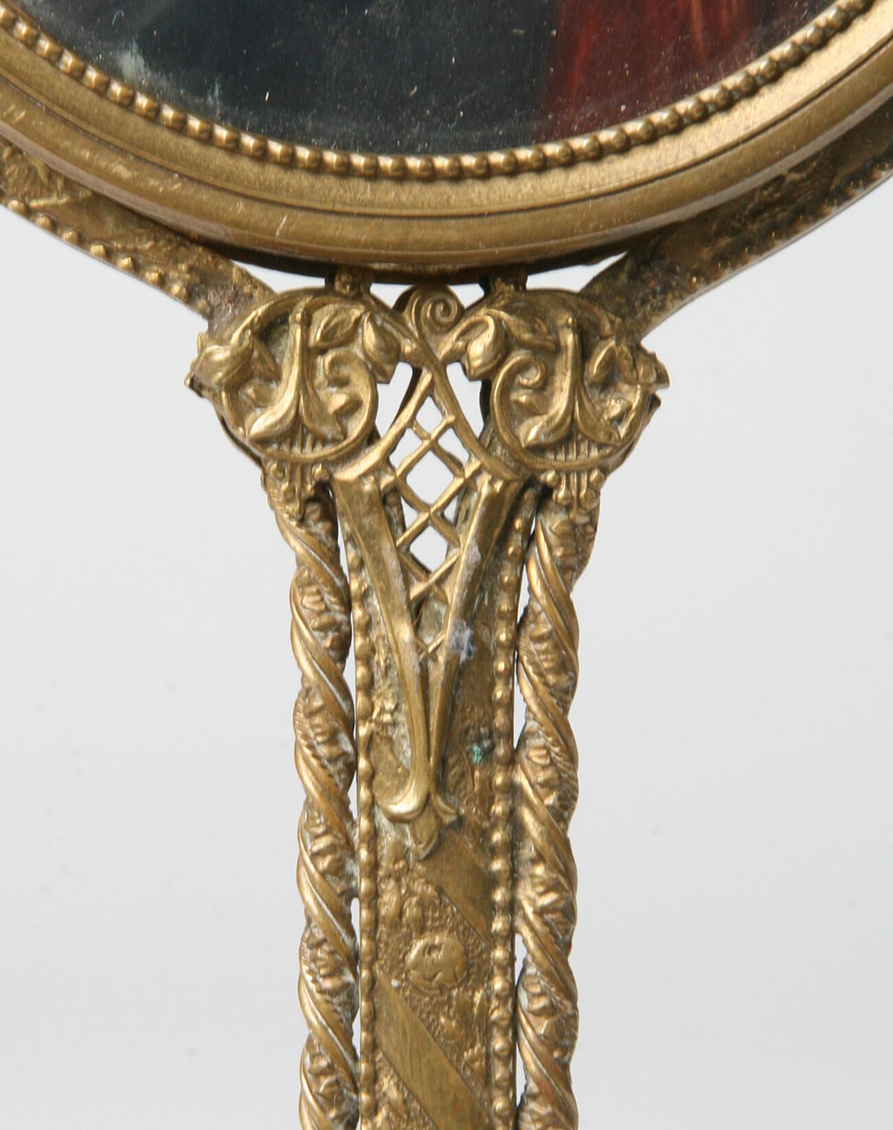 19th Century Fine Bronze Hand Mirror with Miniature Portrait 4
