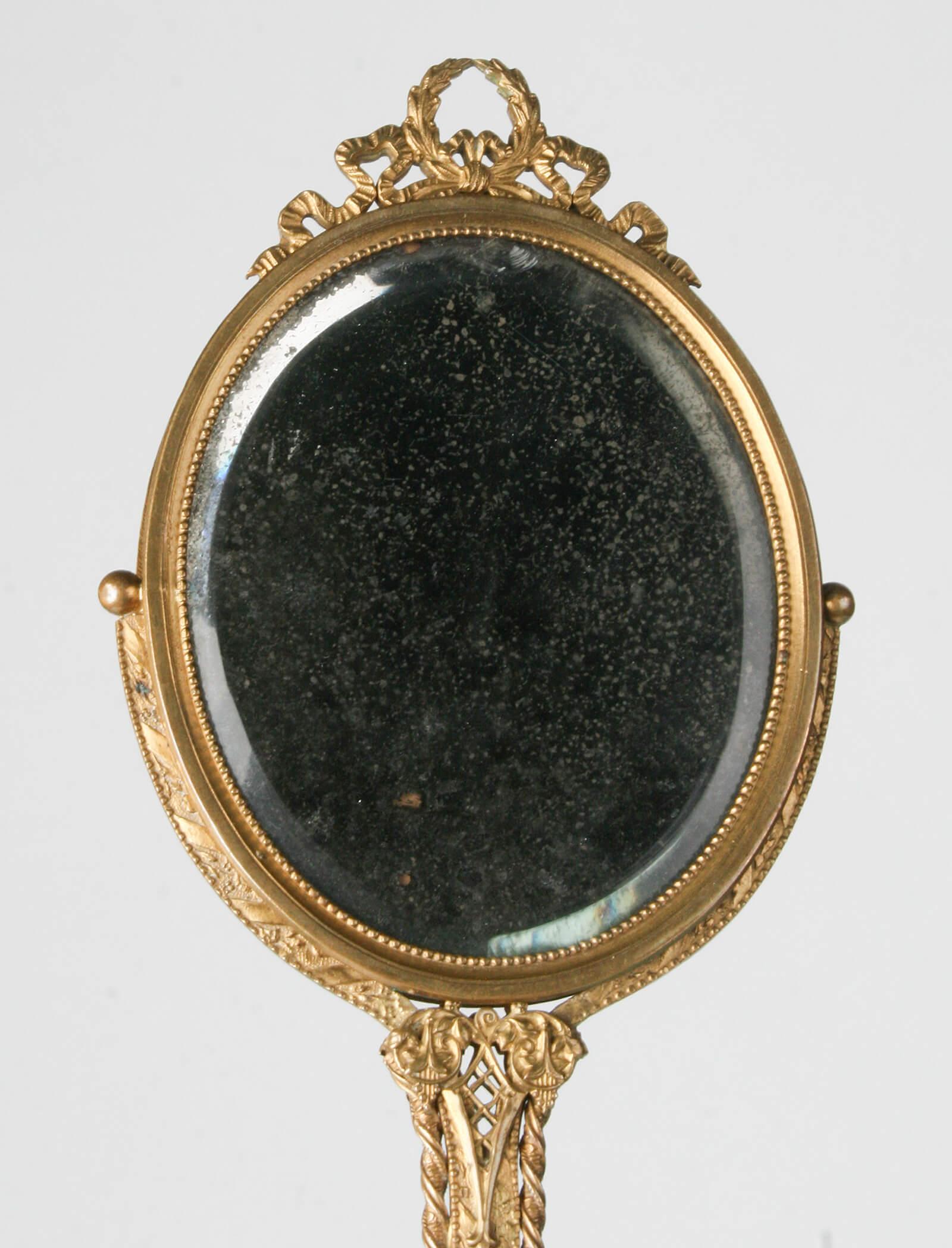 19th Century Fine Bronze Hand Mirror with Miniature Portrait 6