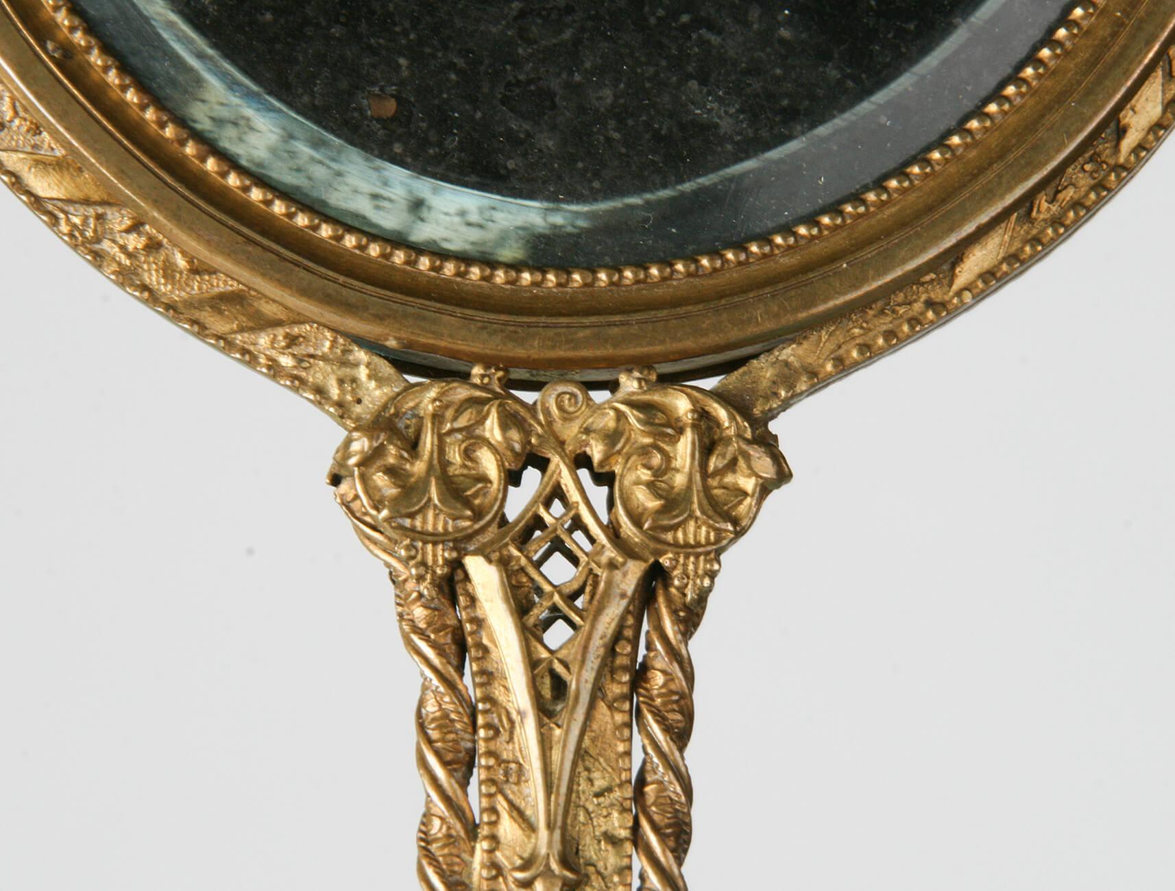 19th Century Fine Bronze Hand Mirror with Miniature Portrait 7