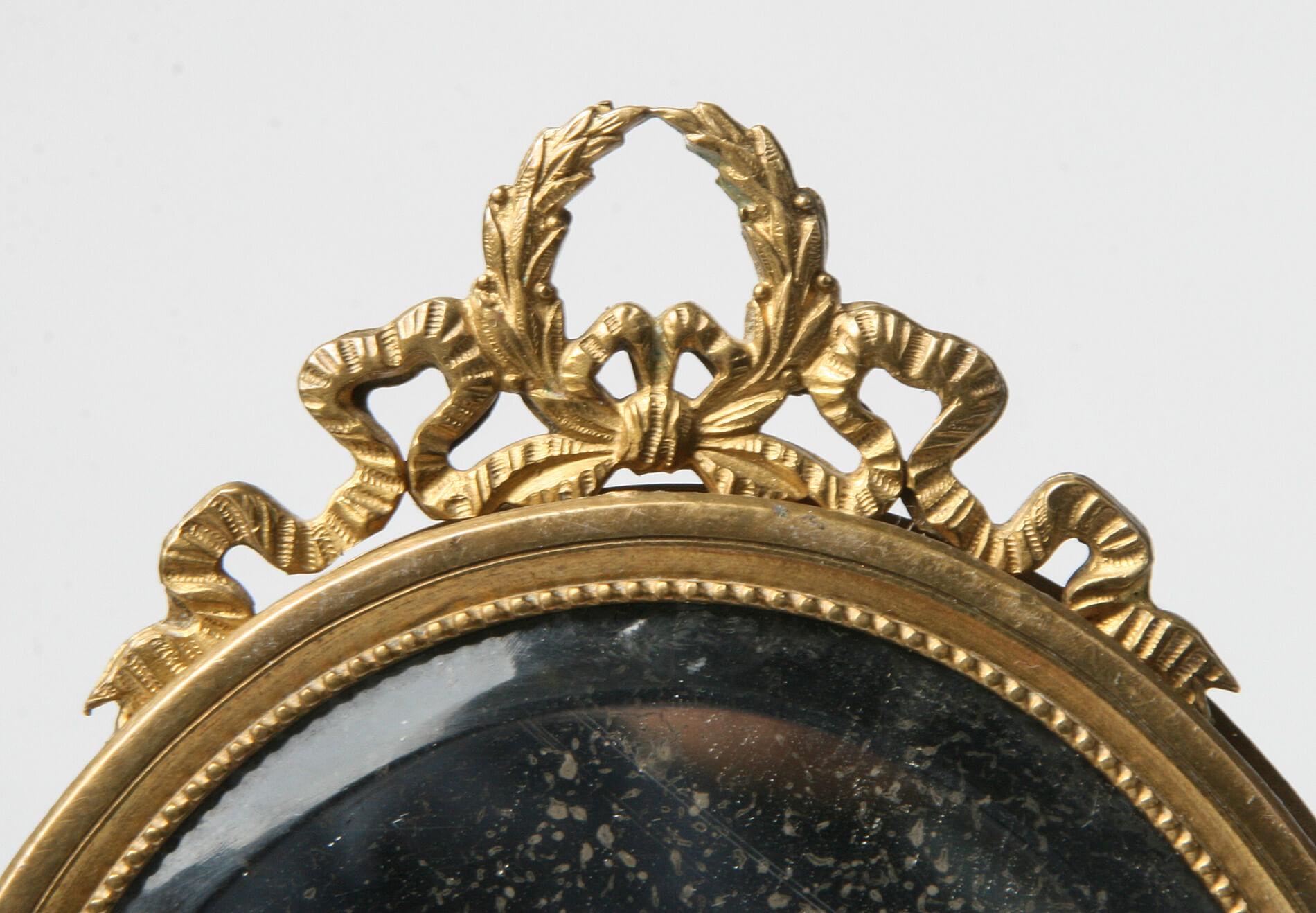 19th Century Fine Bronze Hand Mirror with Miniature Portrait 10