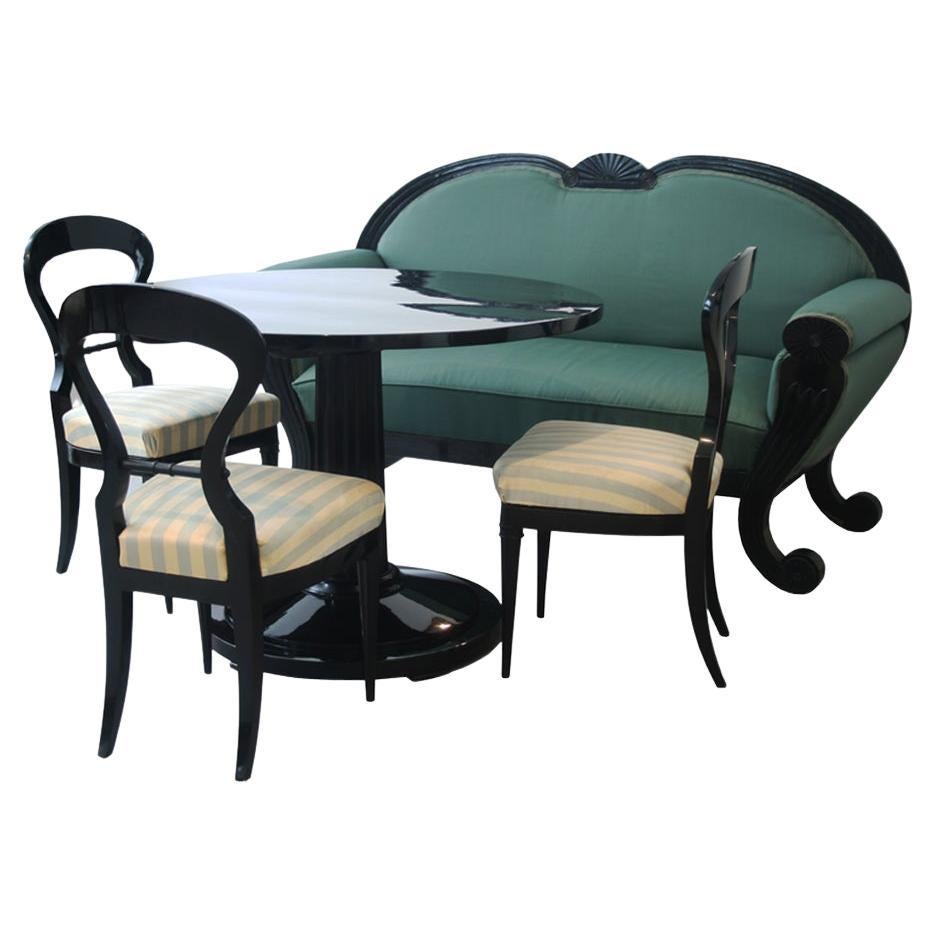 Ensemble Biedermeier du 19e siècle, finement ébénisé. Vienne, vers 1825.