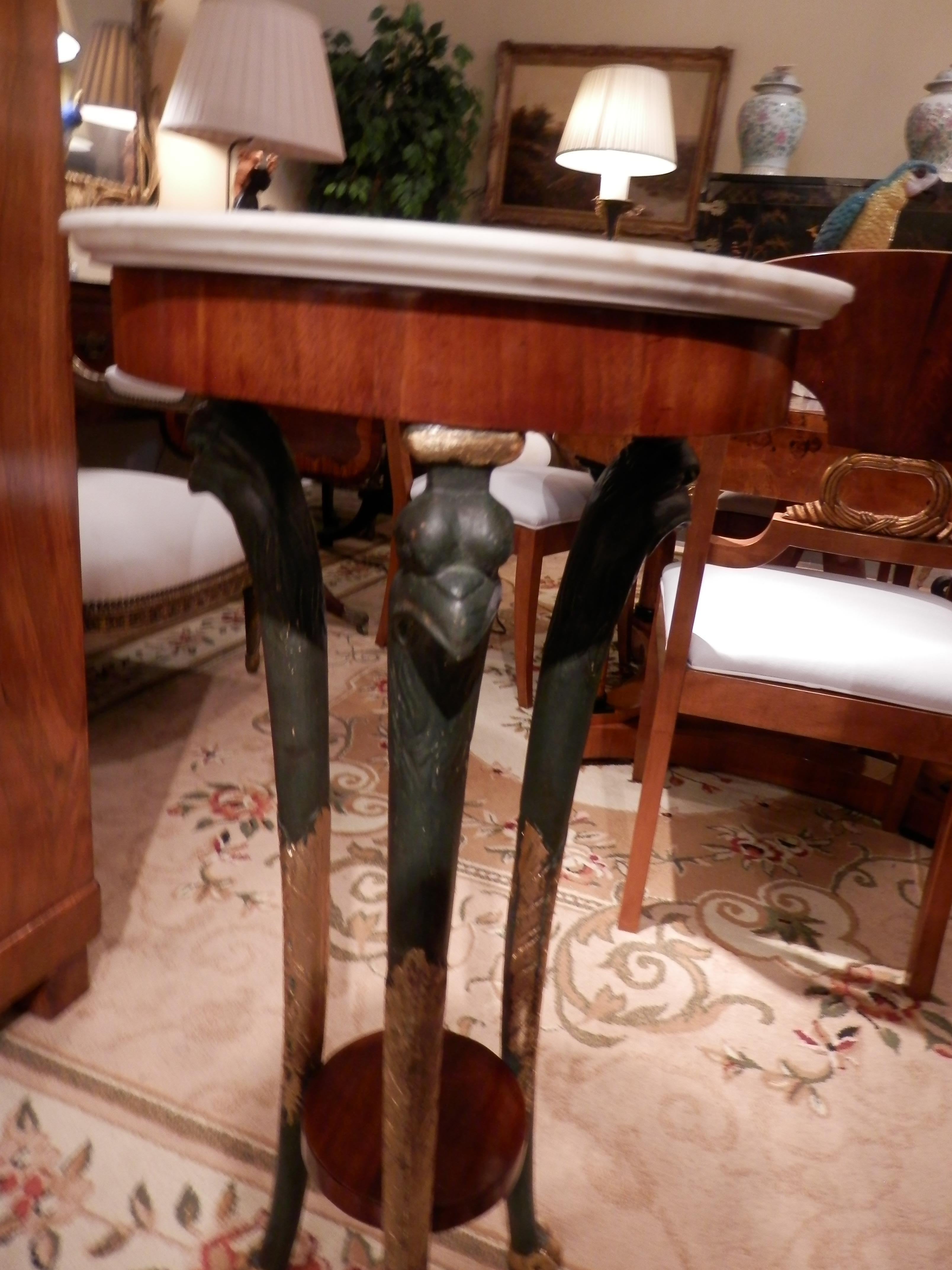 19th Century Fine Empire Mahogany and Parcel Gilt Marble Top Gueridon Pedestal In Good Condition In Dallas, TX