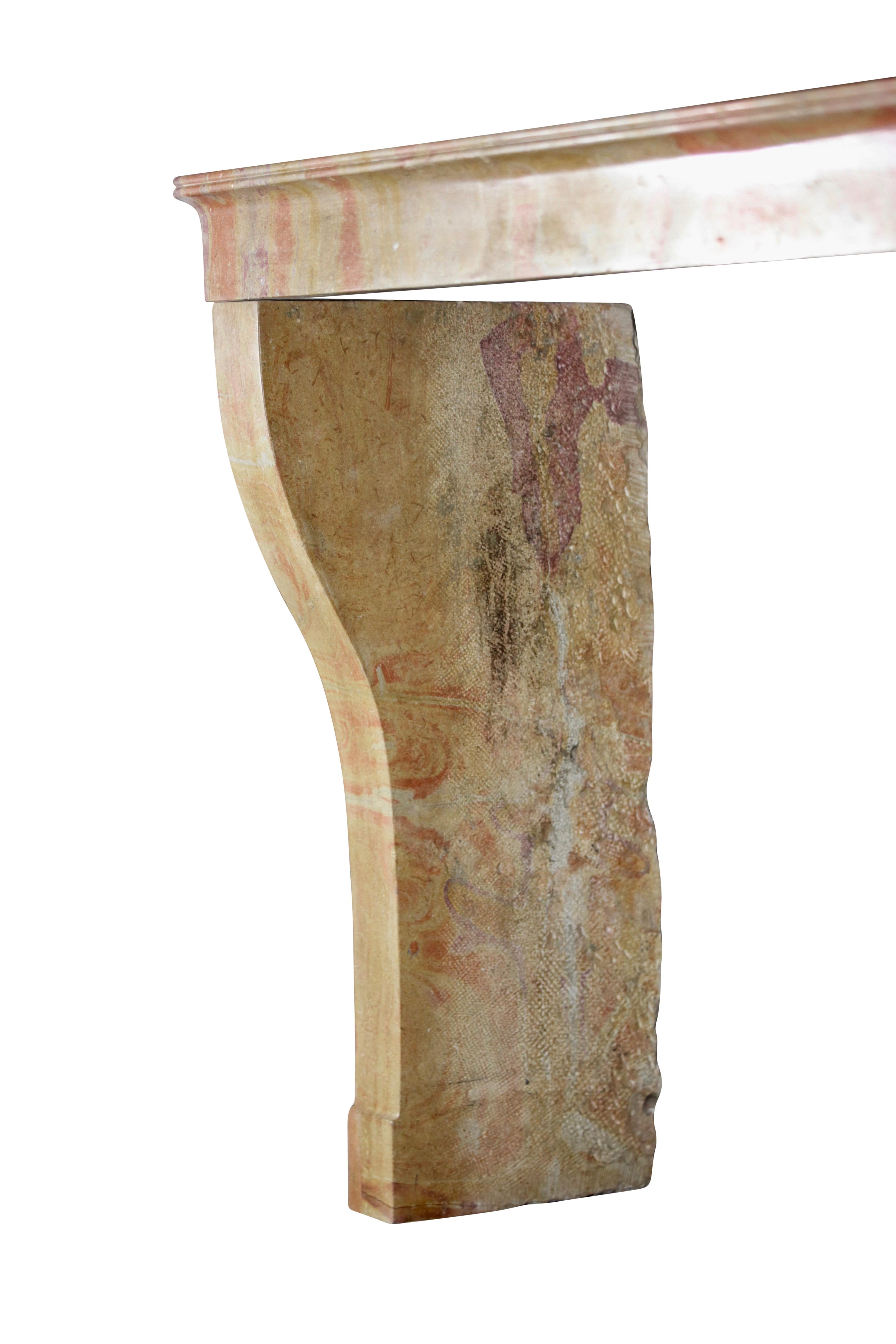 Hand-Carved 19th Century Fine European Vintage Fireplace Mantle from France For Sale
