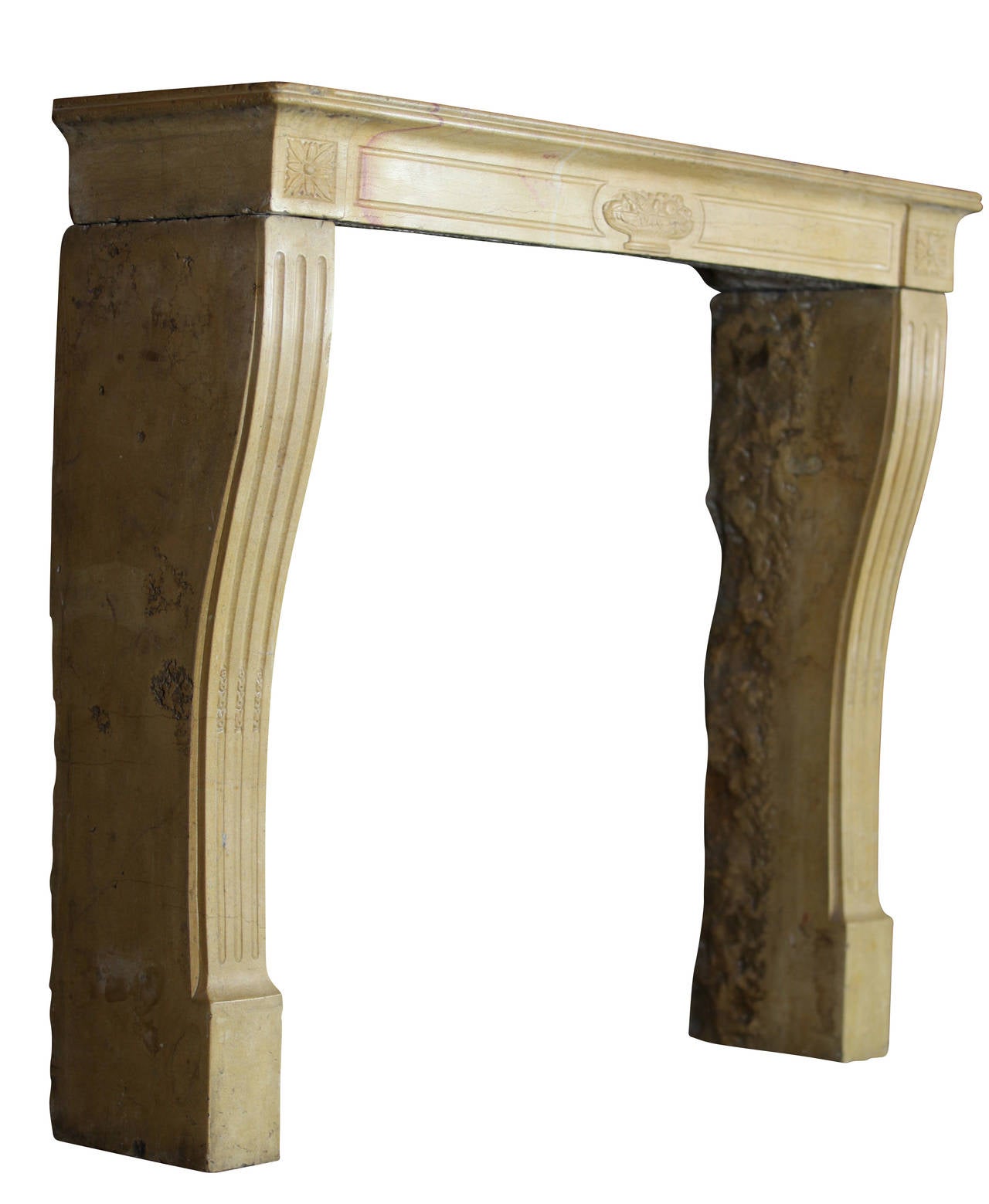 19th Century Fine French Elegant Limestone Antique Fireplace Surround For Sale 4