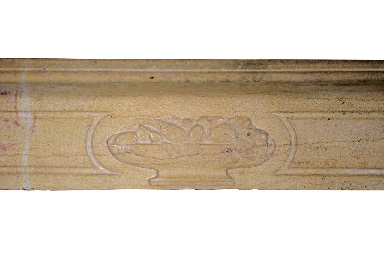Directoire 19th Century Fine French Elegant Limestone Antique Fireplace Surround For Sale