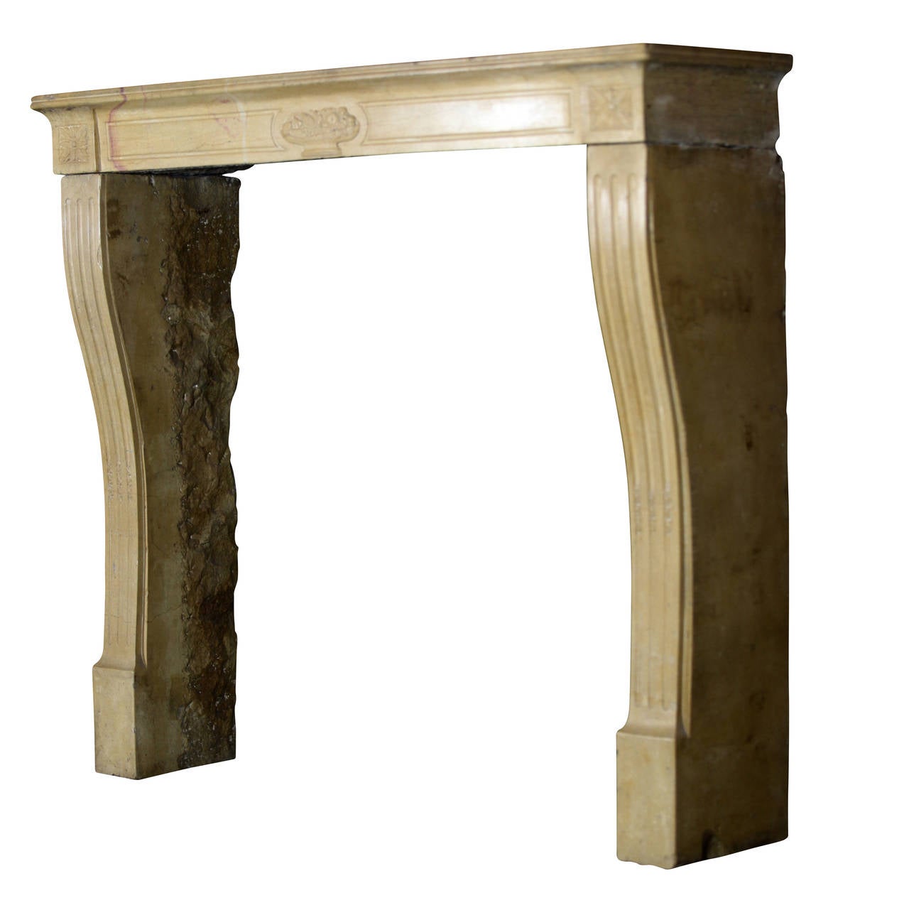 19th Century Fine French Elegant Limestone Antique Fireplace Surround For Sale 2