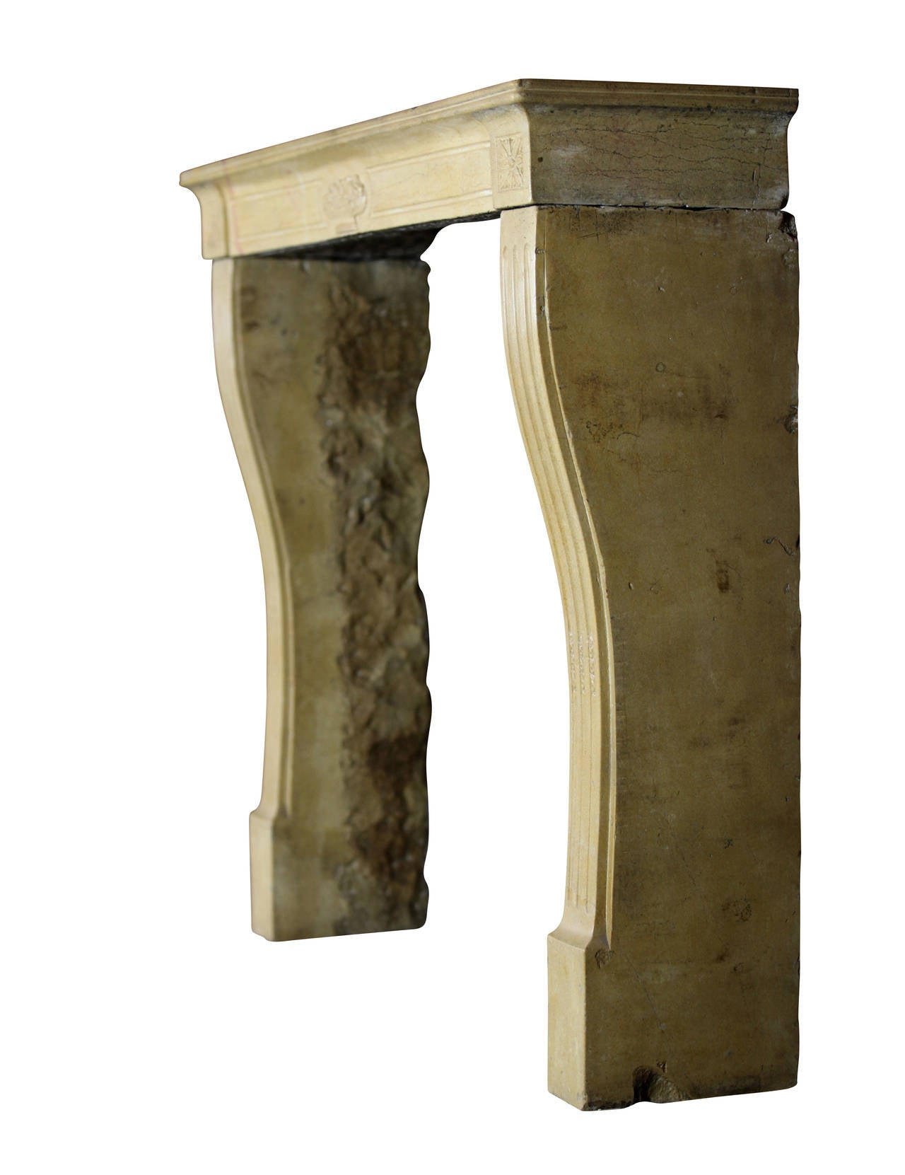 19th Century Fine French Elegant Limestone Antique Fireplace Surround For Sale 3