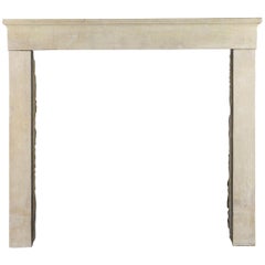19th Century Fine French Original Antique Fireplace Mantle in Limestone