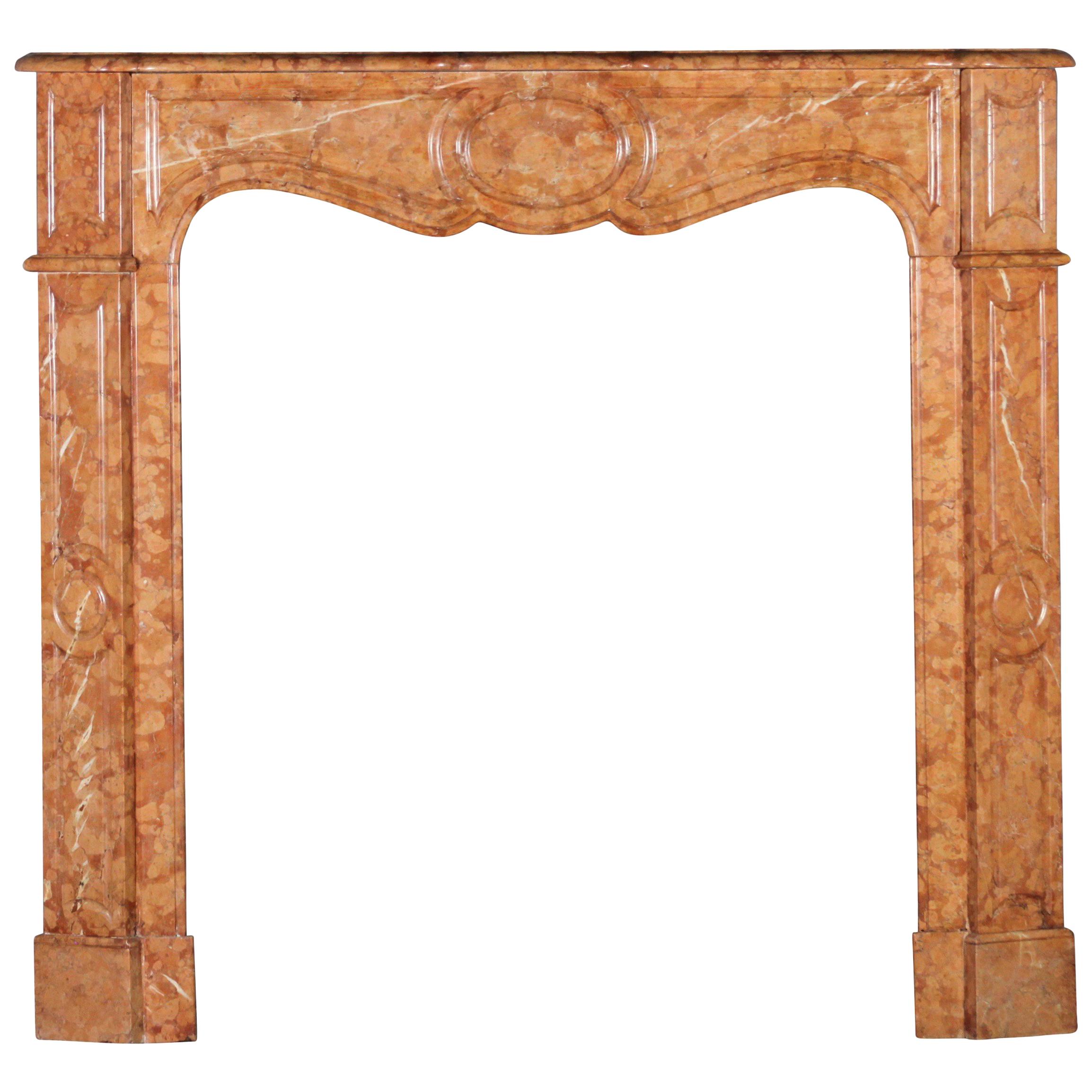 19th Century Fine French Pompadour Antique Fireplace Surround in Marble